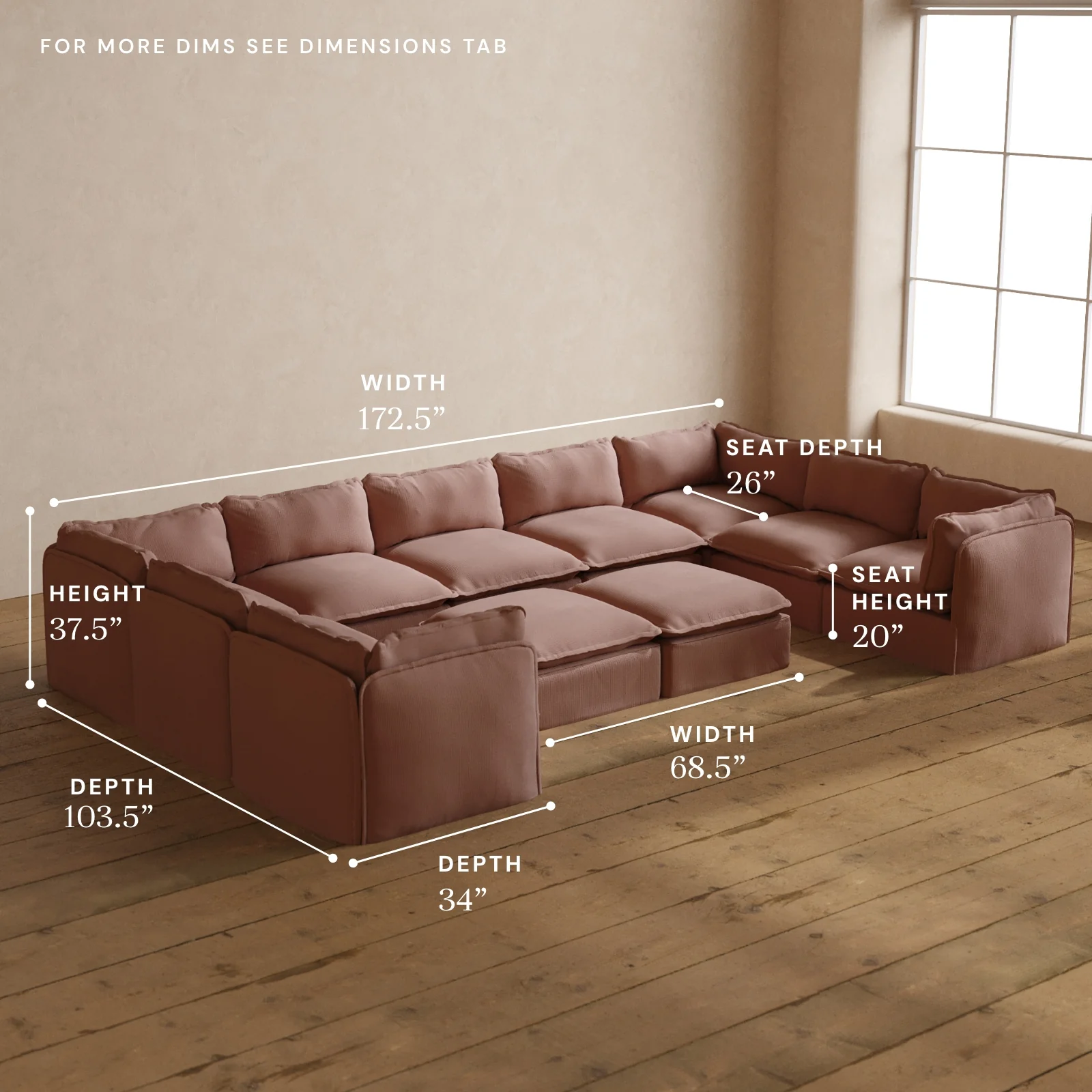 Modular Washable 9-Seater U-Sectional + Bench Ottoman in Sakura | Memorix+ Seat | Contour Pillow - Image 5