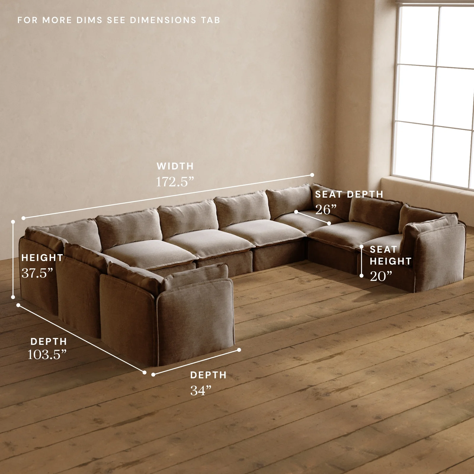 Modular Washable 9-Seater U-Sectional in Mist | Memorix+ Seat | Contour Pillow - Image 5