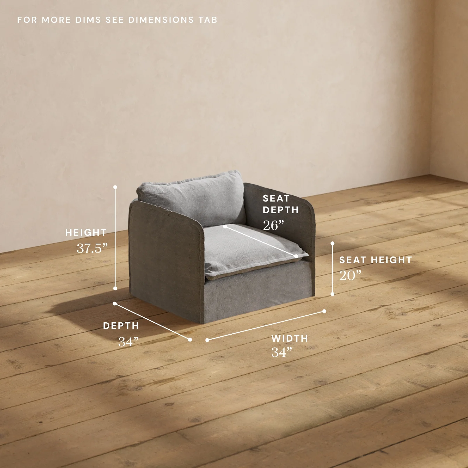 Modular Washable Armchair in Ash | Memorix+ Seat | Contour Pillow - Image 5