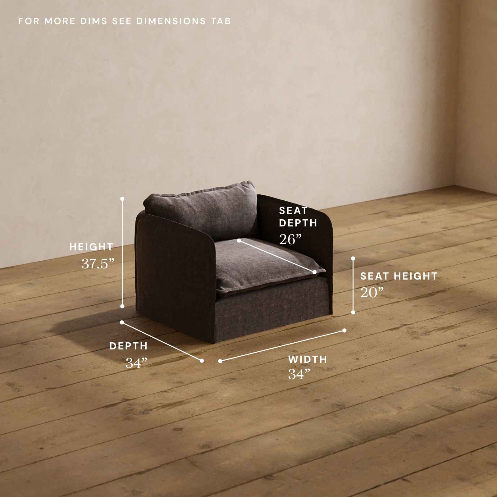 Modular Washable Armchair in Caviar | Deluxe+ Seat | Cloud Pillow - Image 5