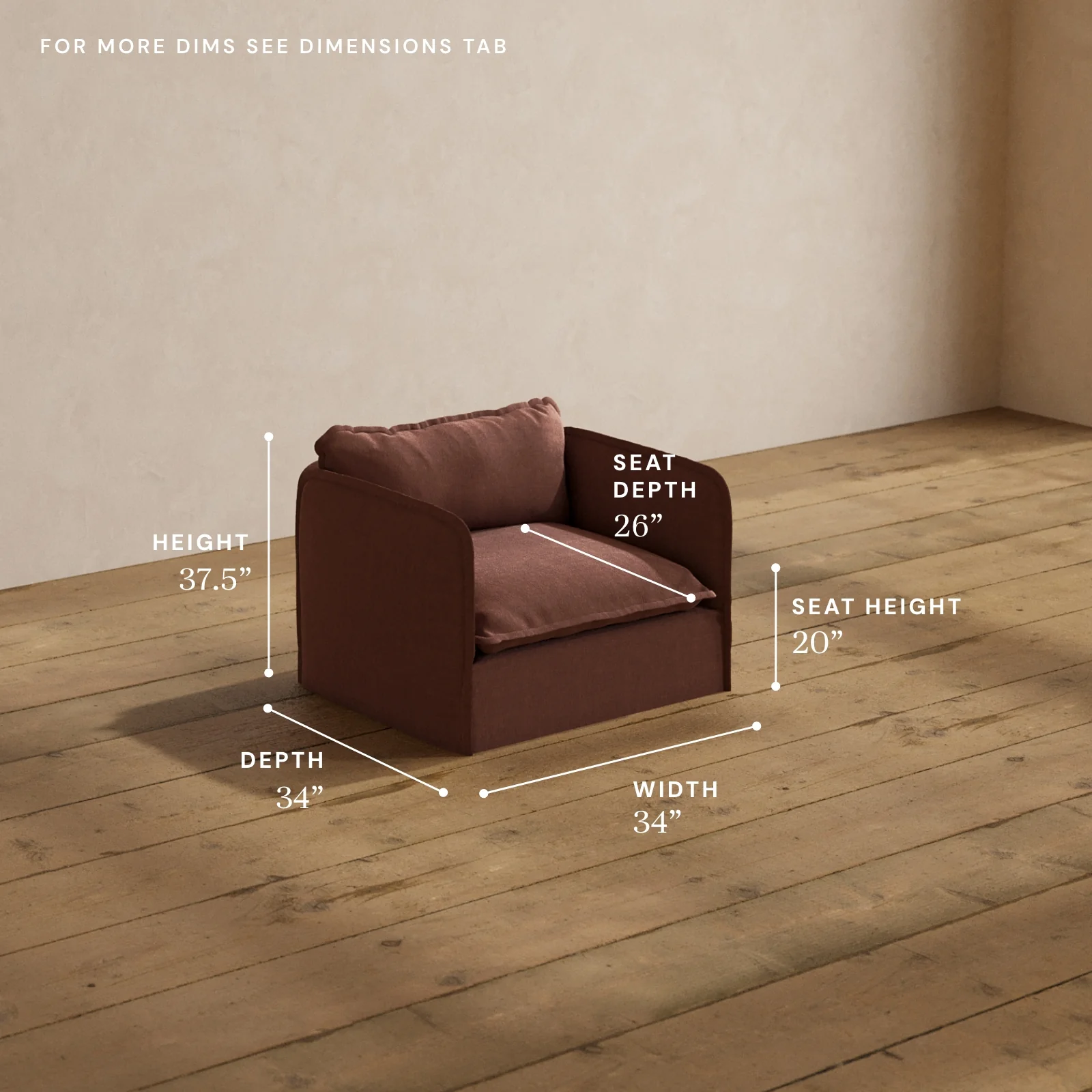 Modular Washable Armchair in Chestnut | Deluxe+ Seat | Cloud Pillow - Image 5