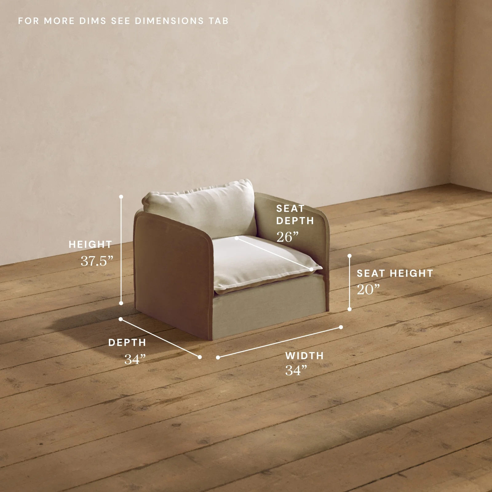 Modular Washable Armchair in Coco | Memorix+ Seat | Contour Pillow - Image 5