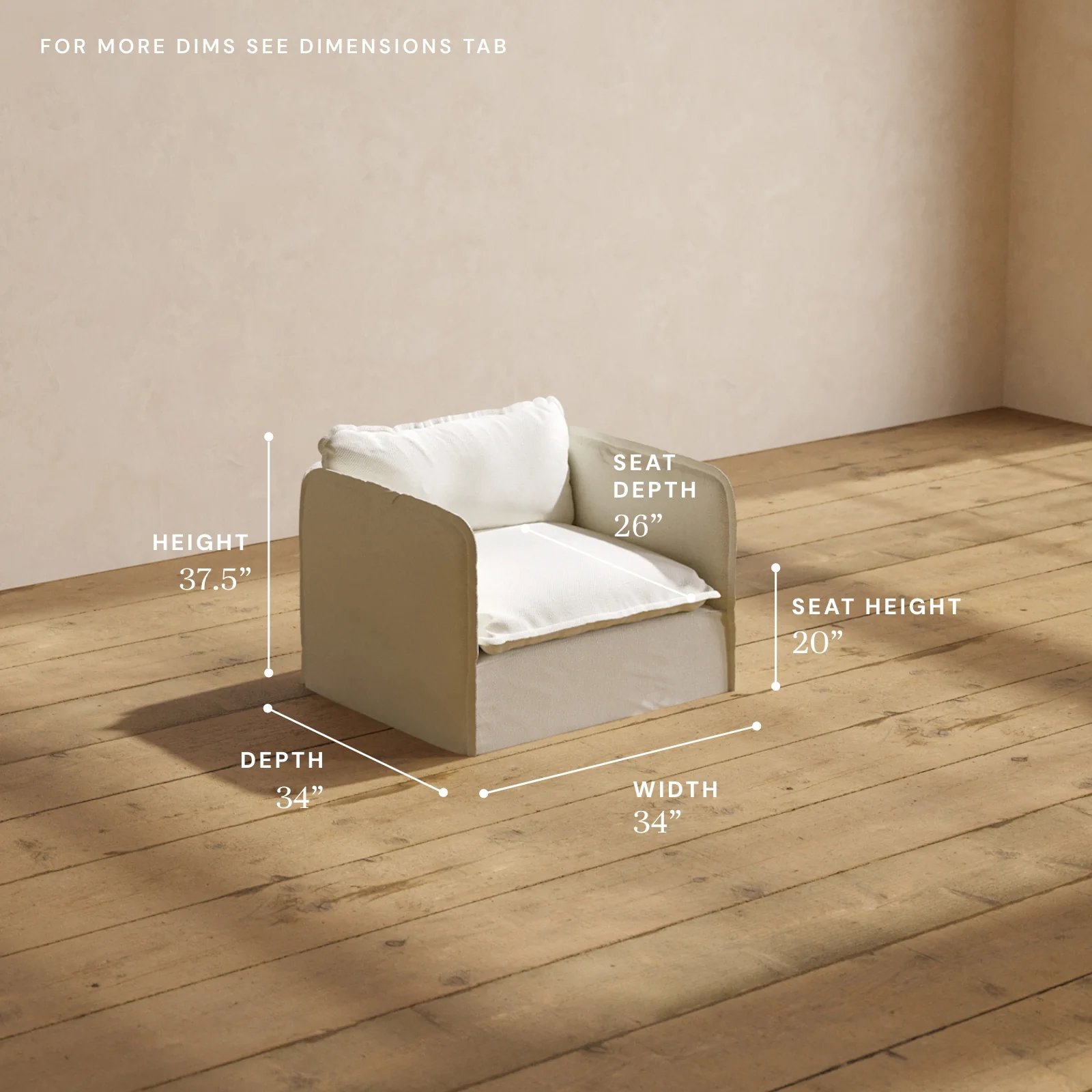 Modular Washable Armchair in Eggshell | Deluxe+ Seat | Cloud Pillow - Image 5