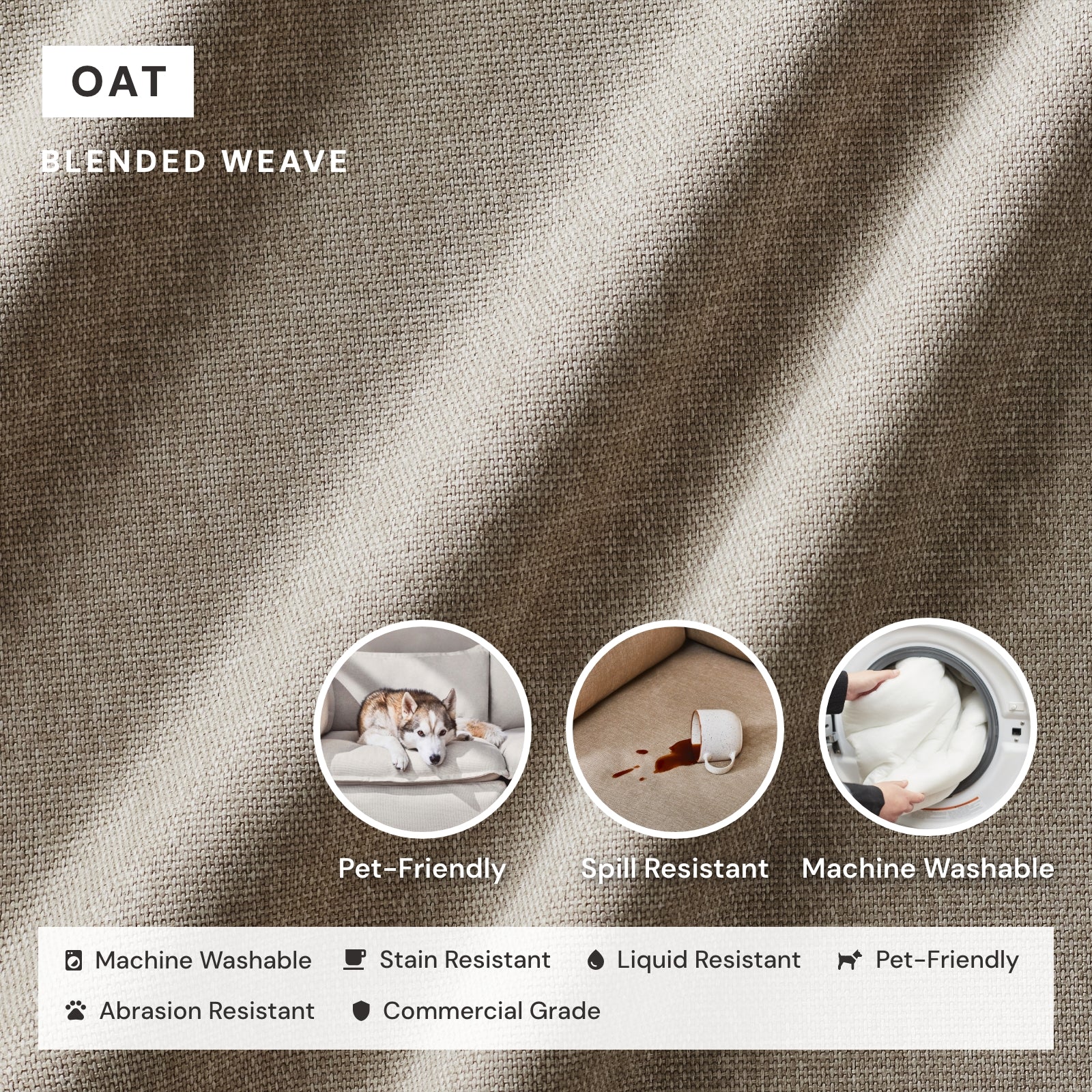 Modular Washable Armchair in Oat | Deluxe+ Seat | Cloud Pillow - Image 3
