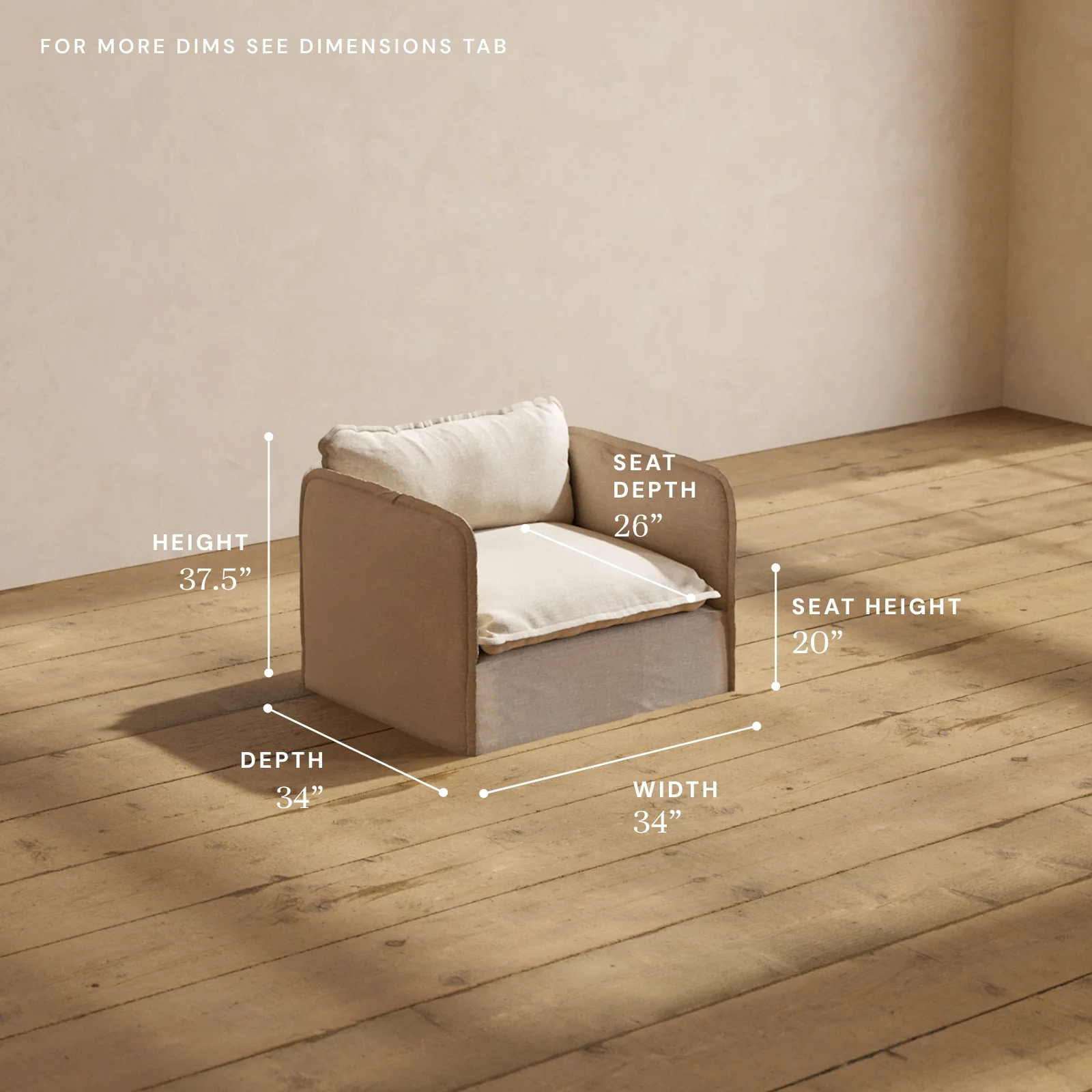 Modular Washable Armchair in Oat | Memorix+ Seat | Contour Pillow - Image 7