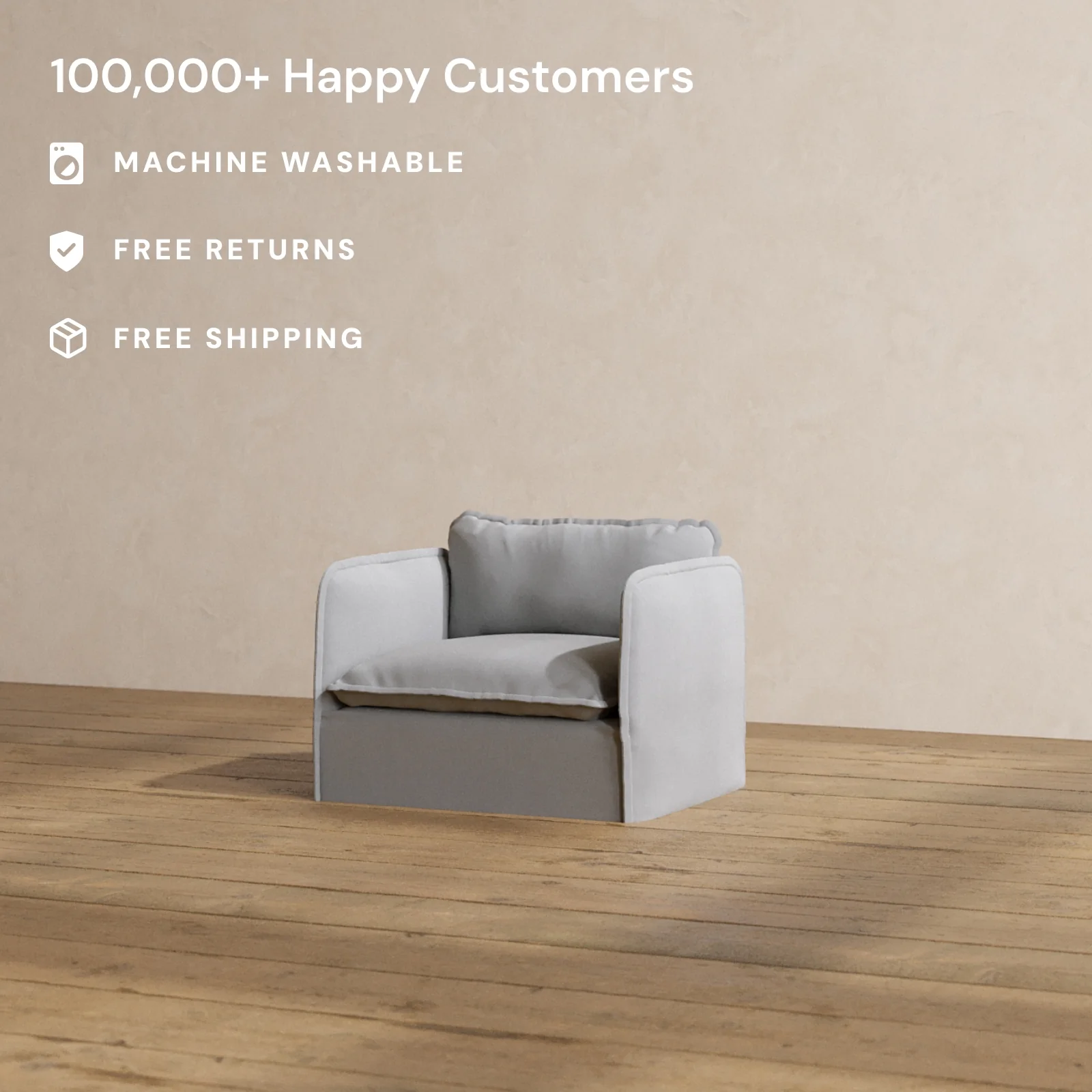 Modular Washable Armchair in Pumice | Memorix+ Seat | Contour Pillow - Image 2