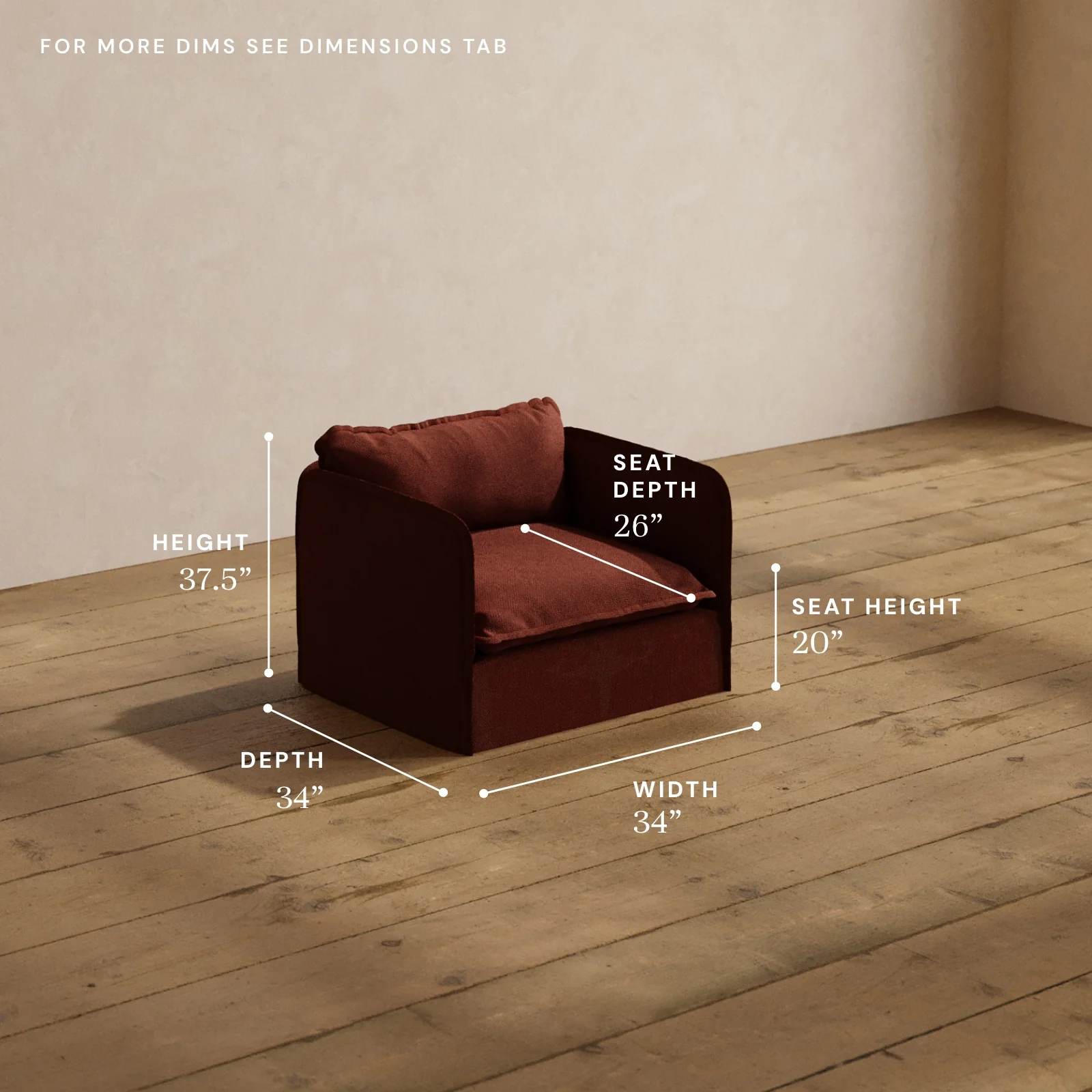 Modular Washable Armchair in Rust | Deluxe+ Seat | Cloud Pillow - Image 5