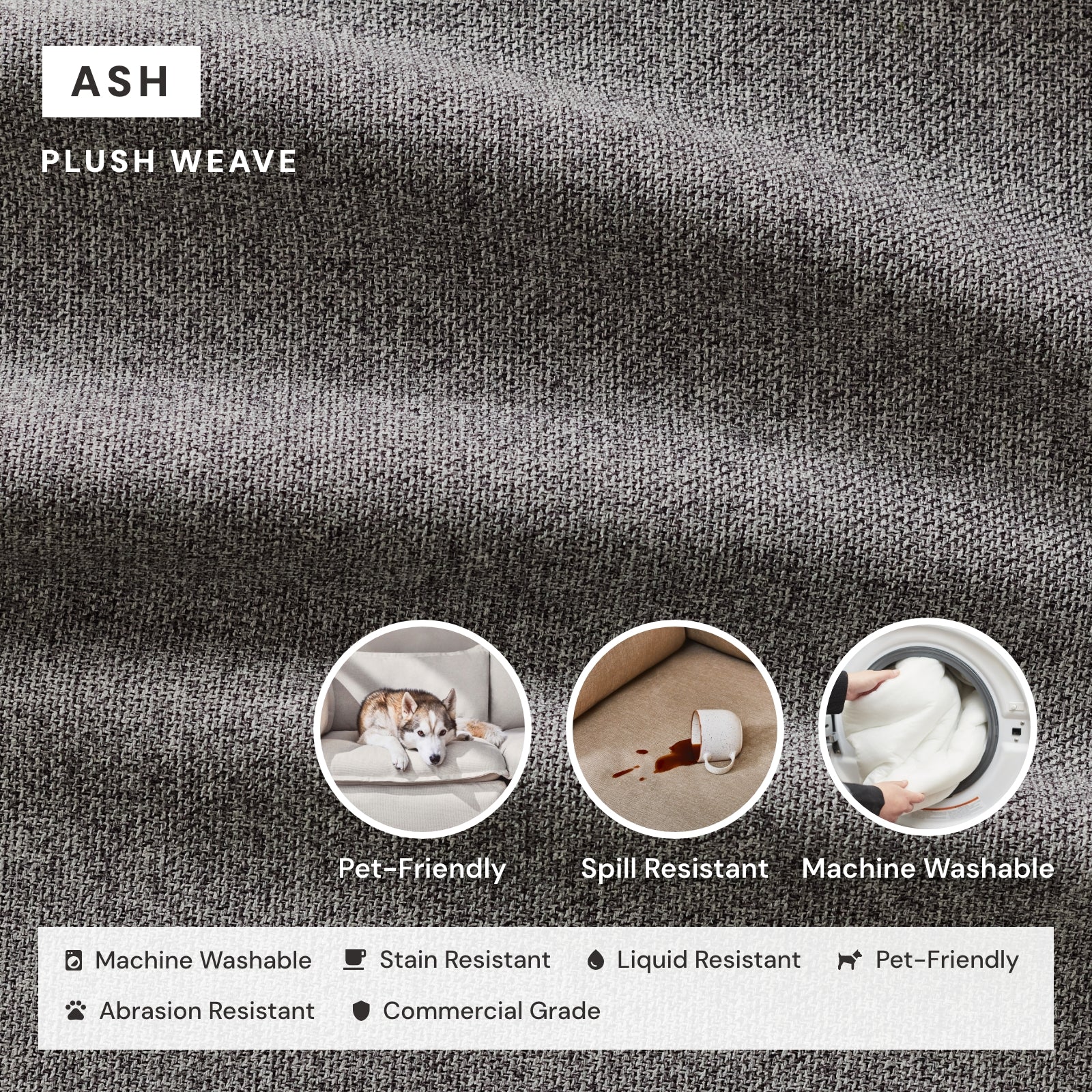 Modular Washable Armchair Set in Ash | Memorix+ Seat | Contour Pillow - Image 3