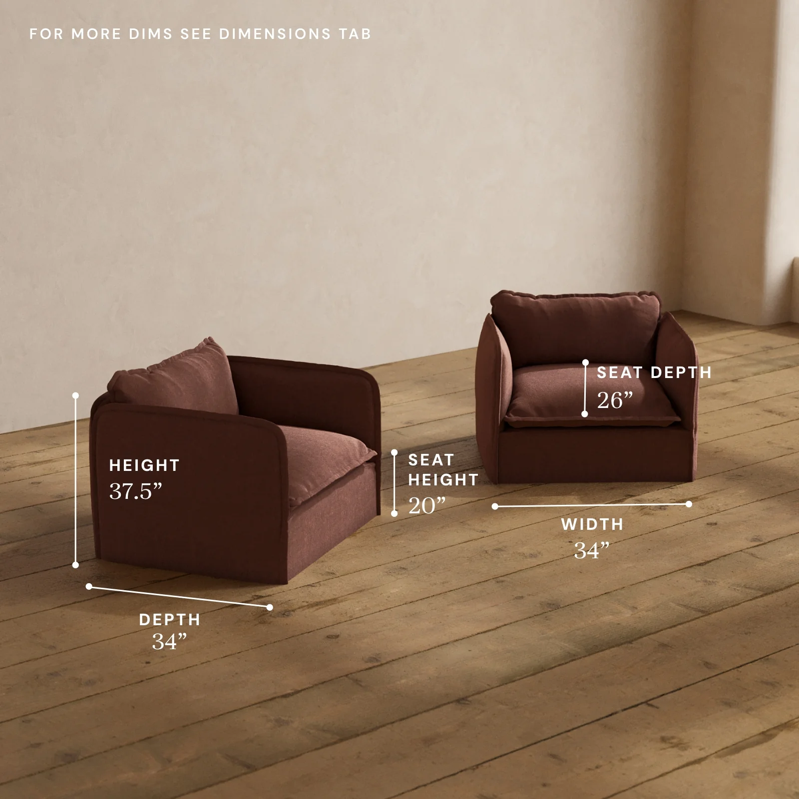 Modular Washable Armchair Set in Chestnut | Deluxe+ Seat | Cloud Pillow - Image 5