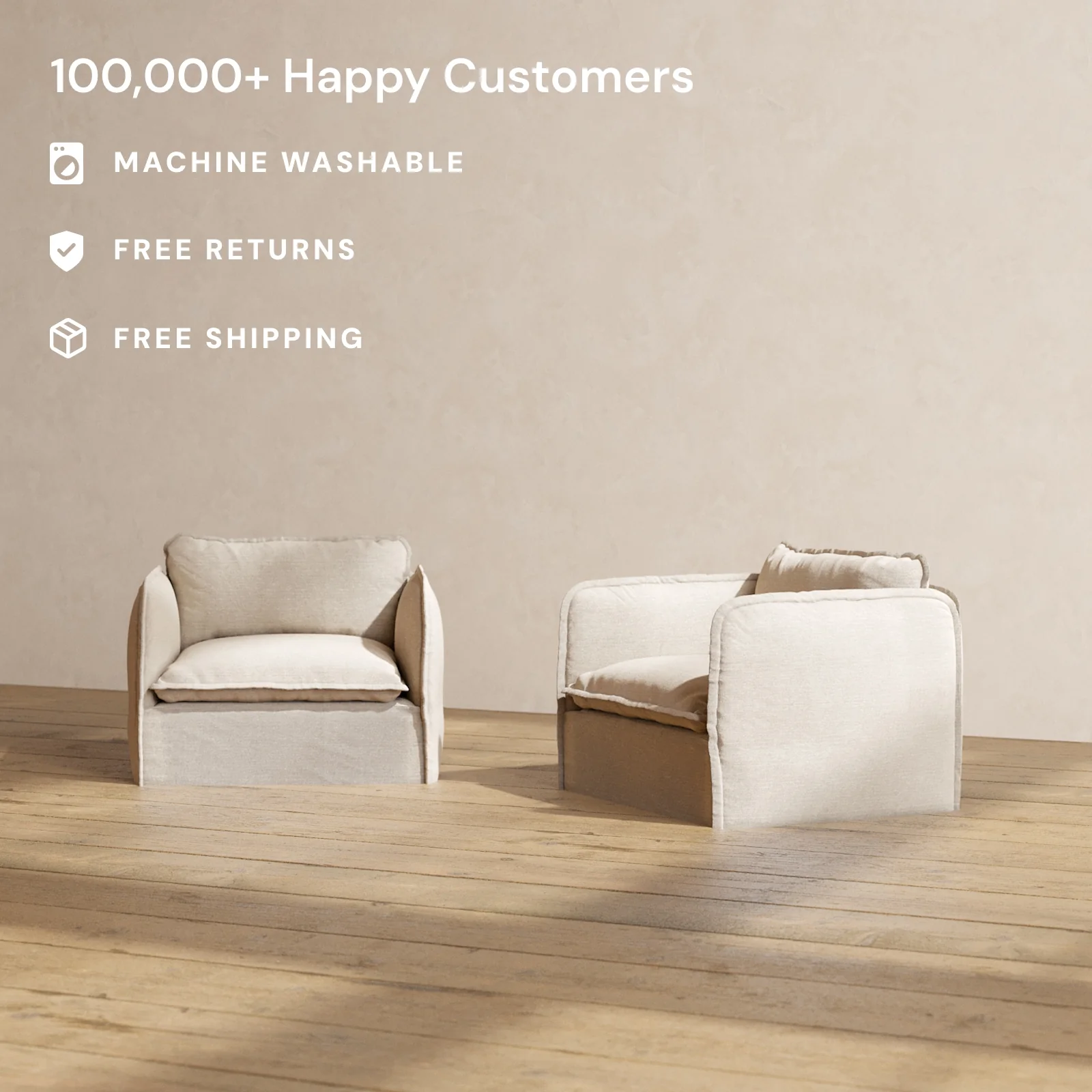 Modular Washable Armchair Set in Oat | Memorix+ Seat | Contour Pillow - Image 2
