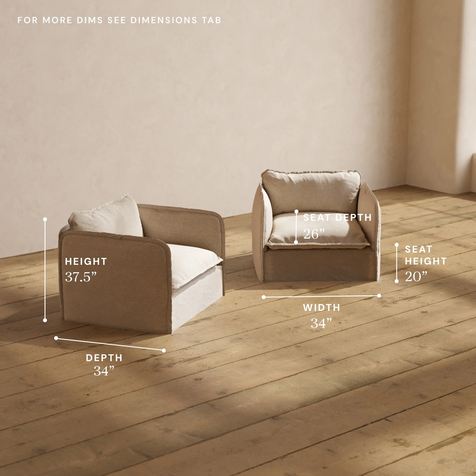 Modular Washable Armchair Set in Oat | Memorix+ Seat | Contour Pillow - Image 5
