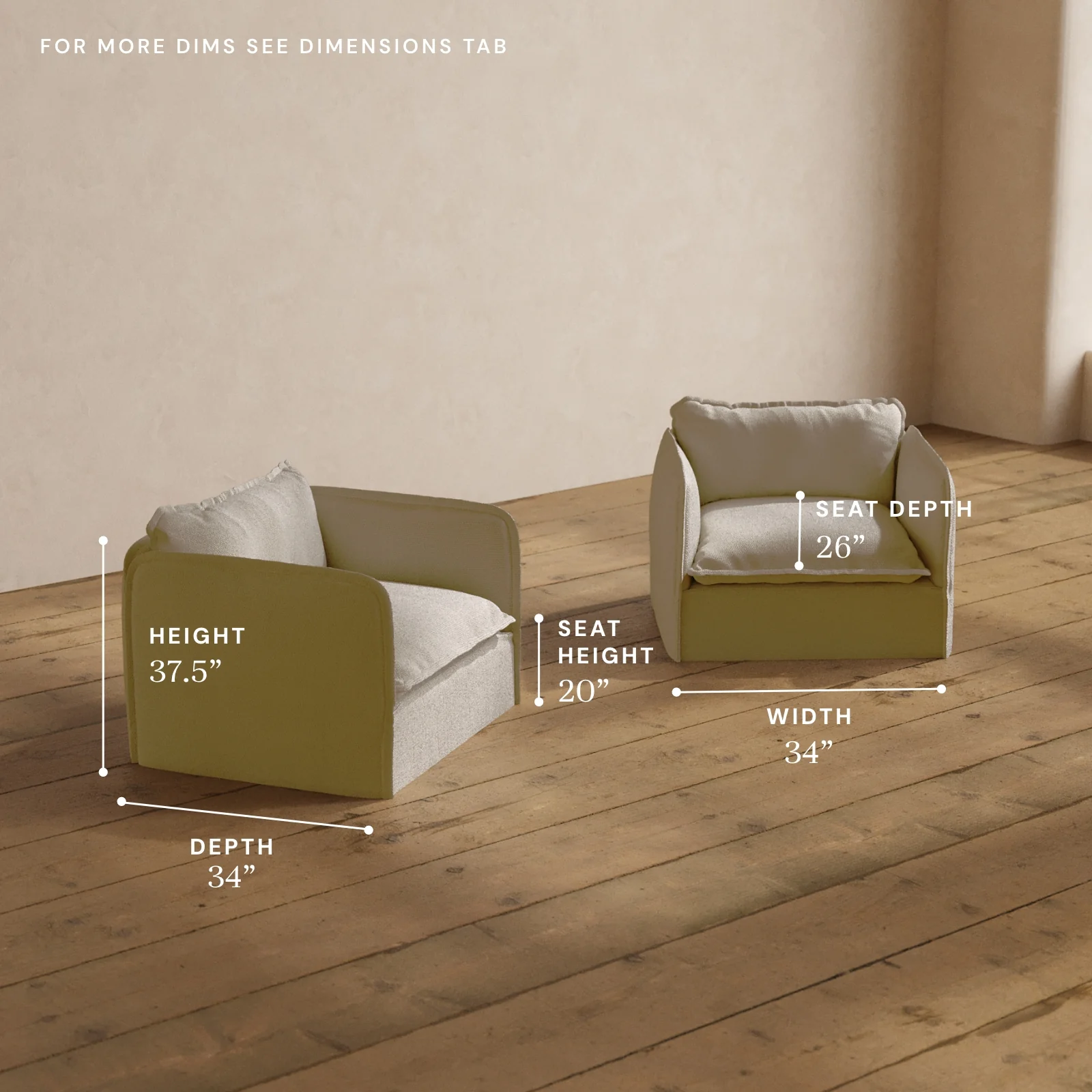 Modular Washable Armchair Set in Powder | Deluxe+ Seat | Cloud Pillow - Image 5