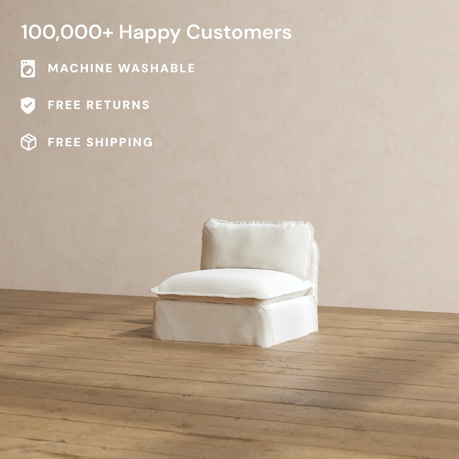 Modular Washable Armless Chair in Coco | Memorix+ Seat | Contour Pillow - Image 2