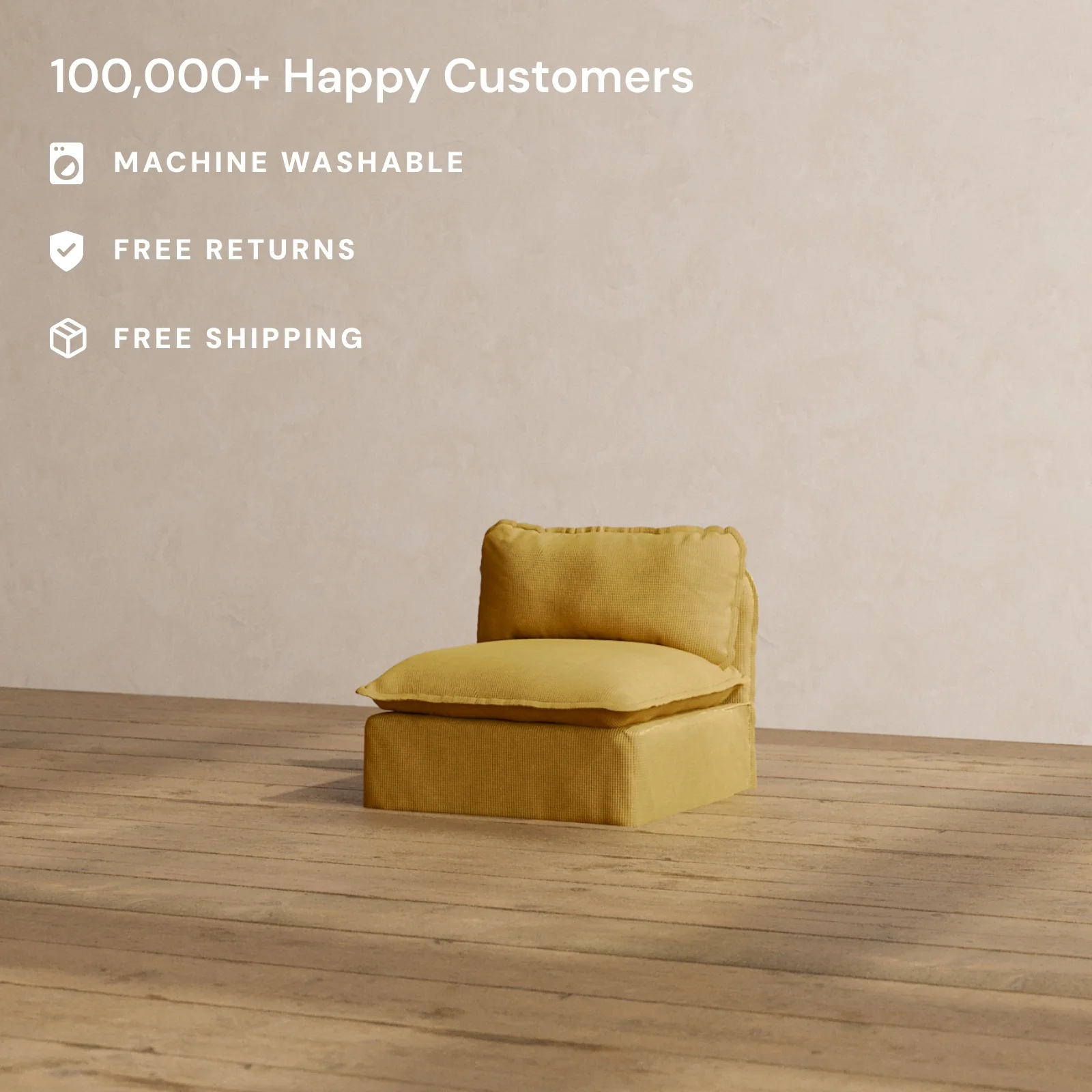 Modular Washable Armless Chair in Kiiro | Memorix+ Seat | Contour Pillow - Image 2