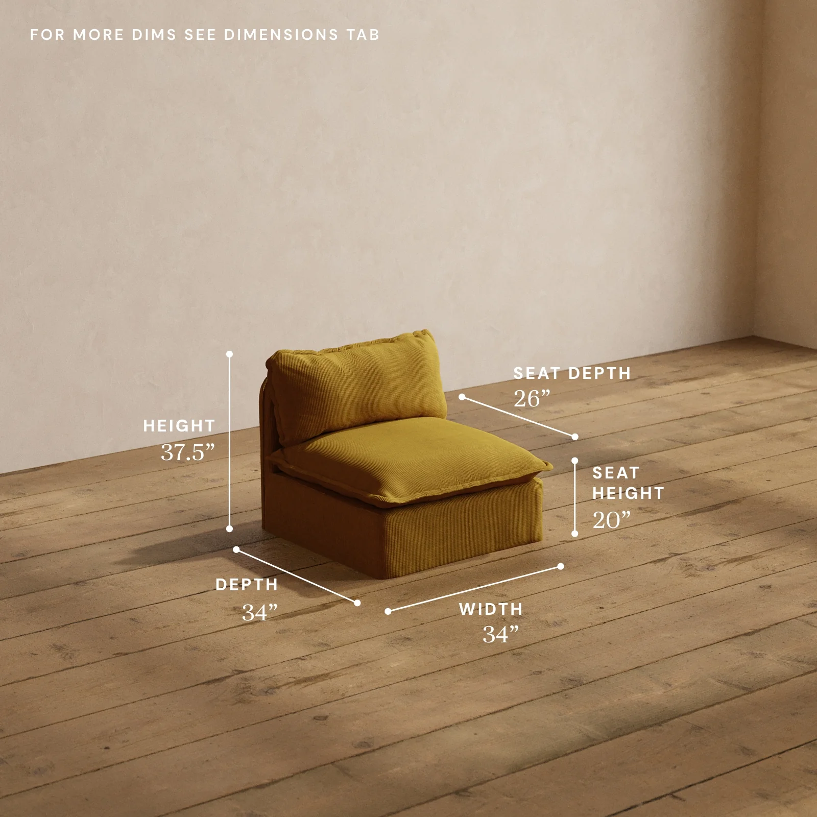 Modular Washable Armless Chair in Kiiro | Memorix+ Seat | Contour Pillow - Image 5