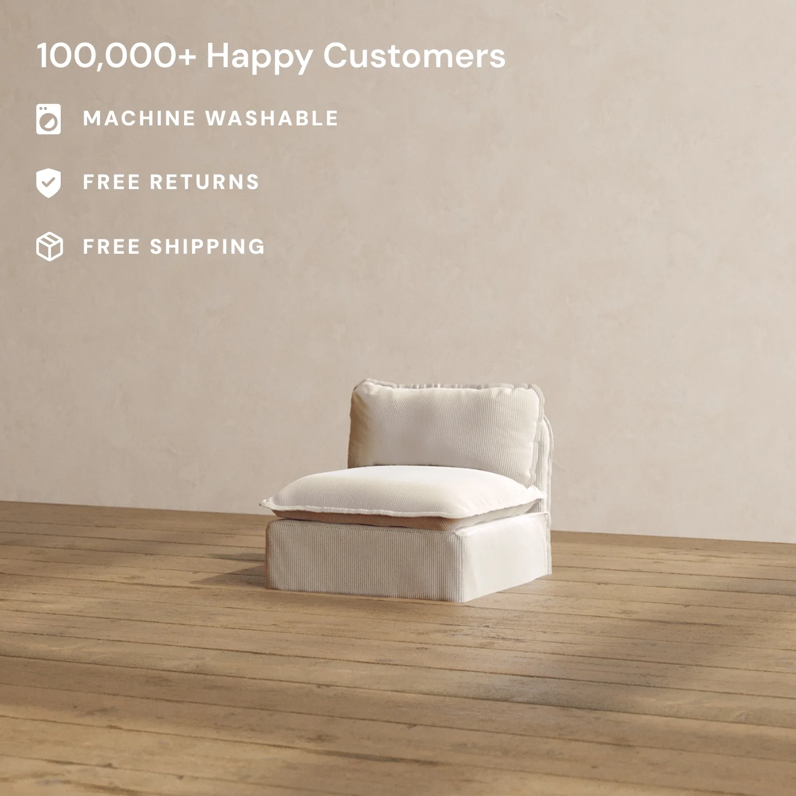 Modular Washable Armless Chair in Milk | Memorix+ Seat | Contour Pillow - Image 2