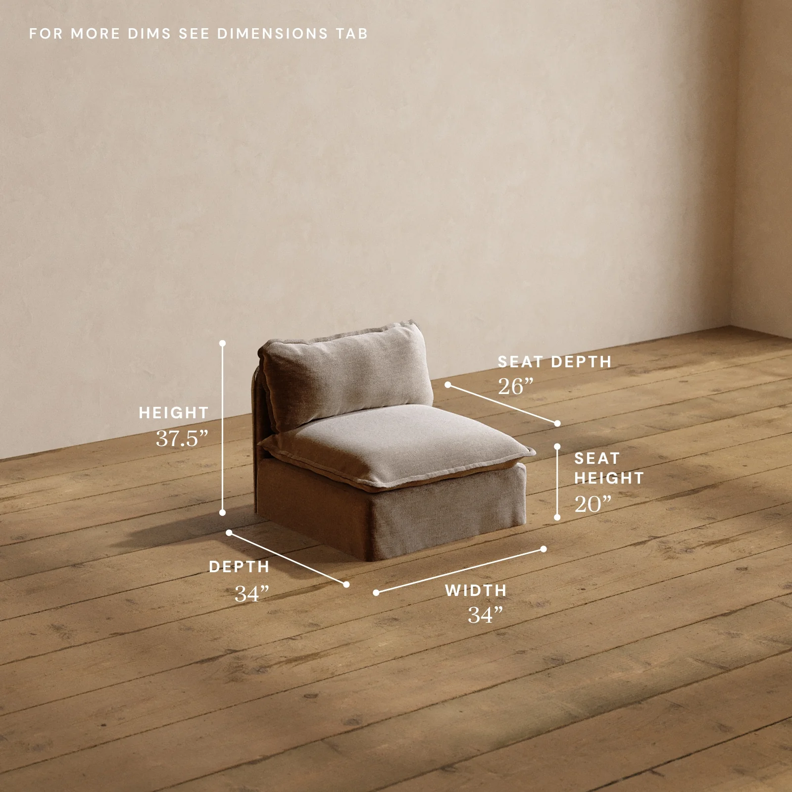 Modular Washable Armless Chair in Mist | Deluxe+ Seat | Cloud Pillow - Image 5