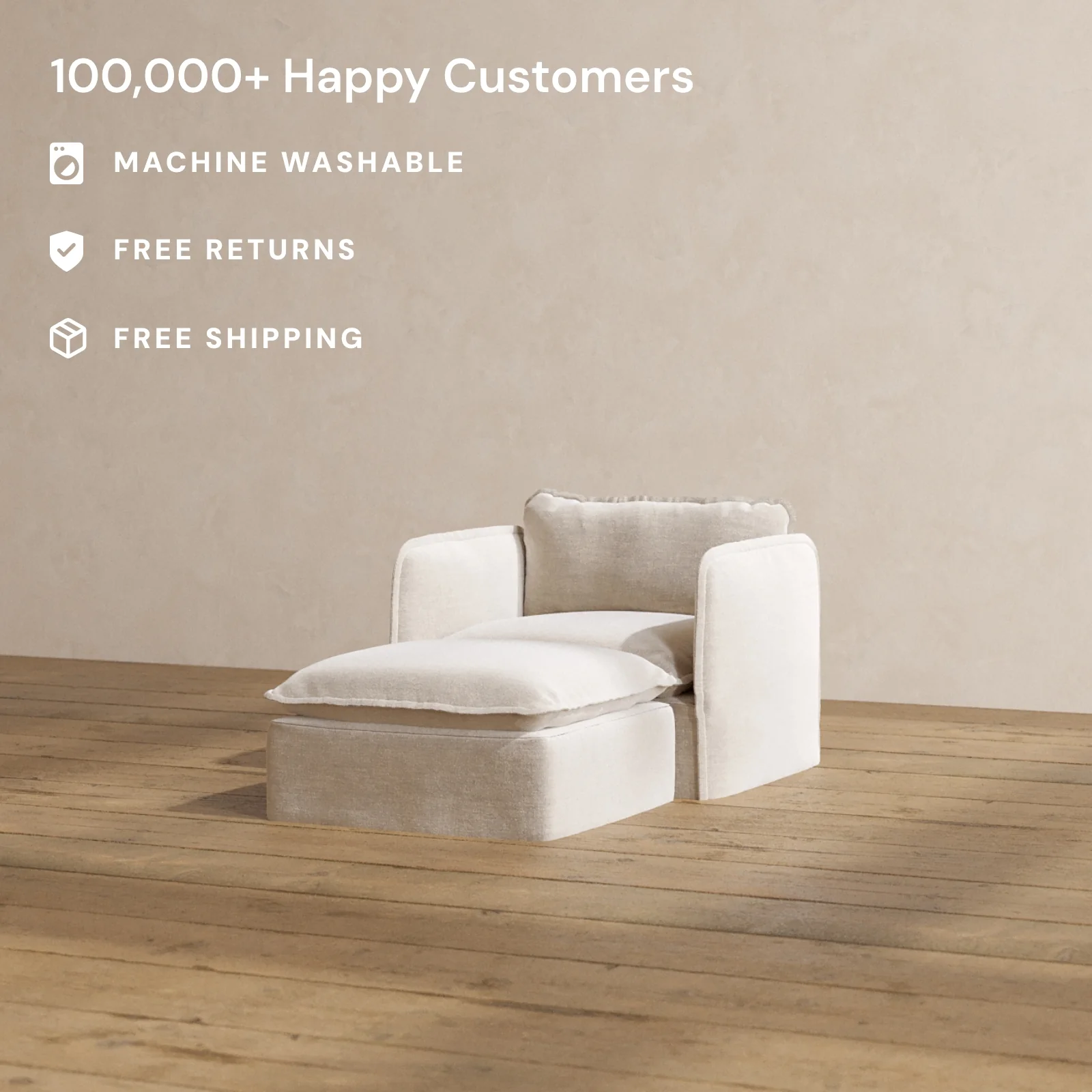 Modular Washable Chaise Armchair in Mist | Deluxe+ Seat | Cloud Pillow - Image 2
