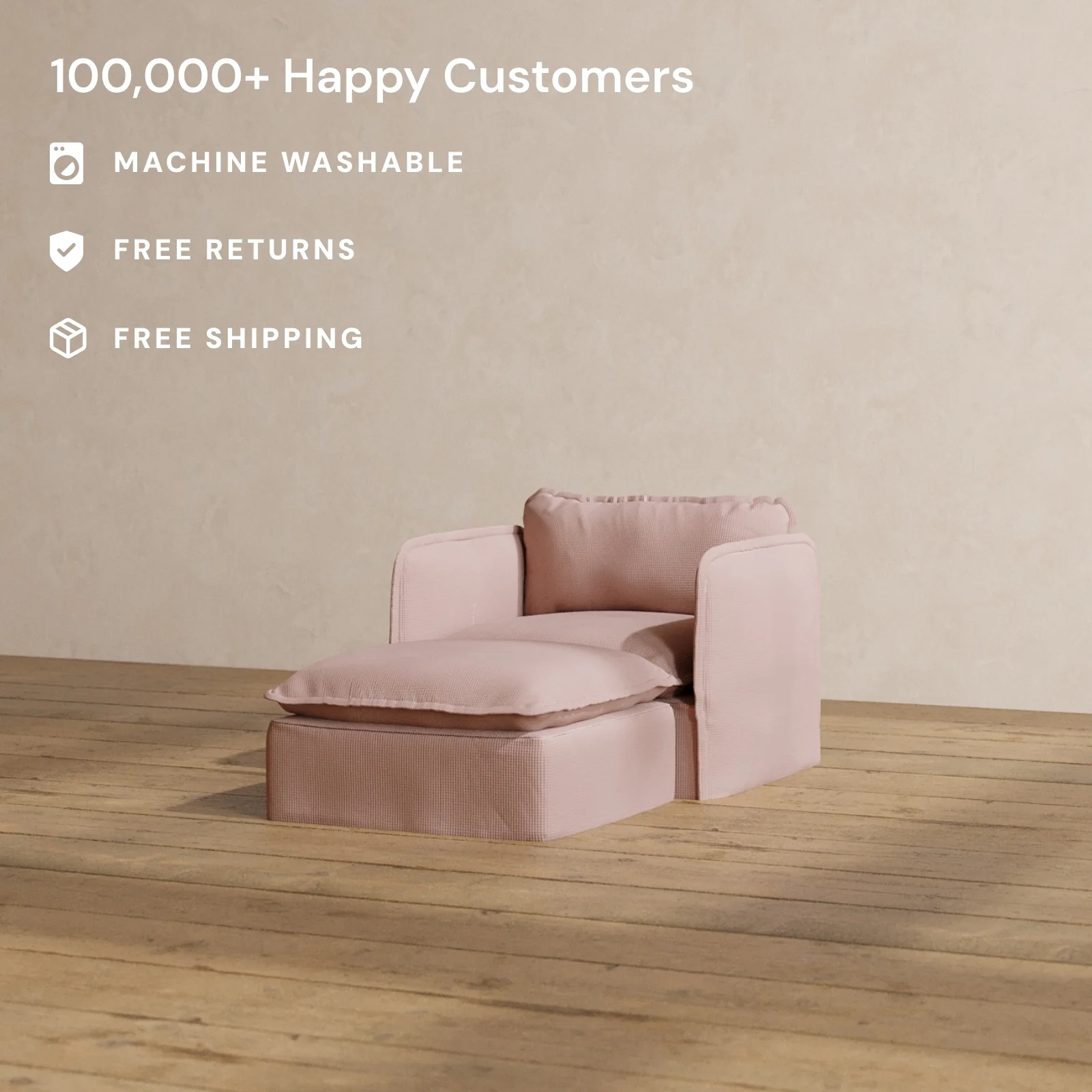 Modular Washable Chaise Armchair in Sakura | Memorix+ Seat | Contour Pillow - Image 2