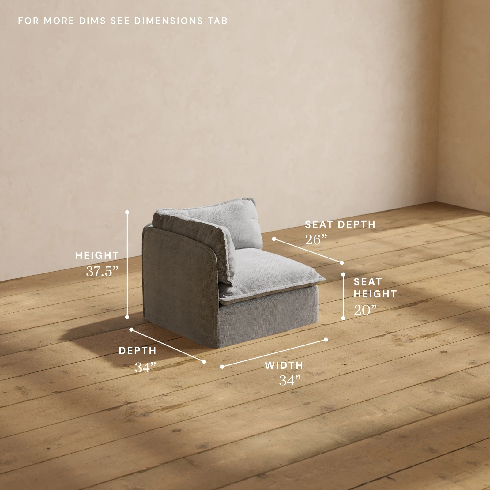 Modular Washable Corner Chair in Ash | Memorix+ Seat | Contour Pillow - Image 5