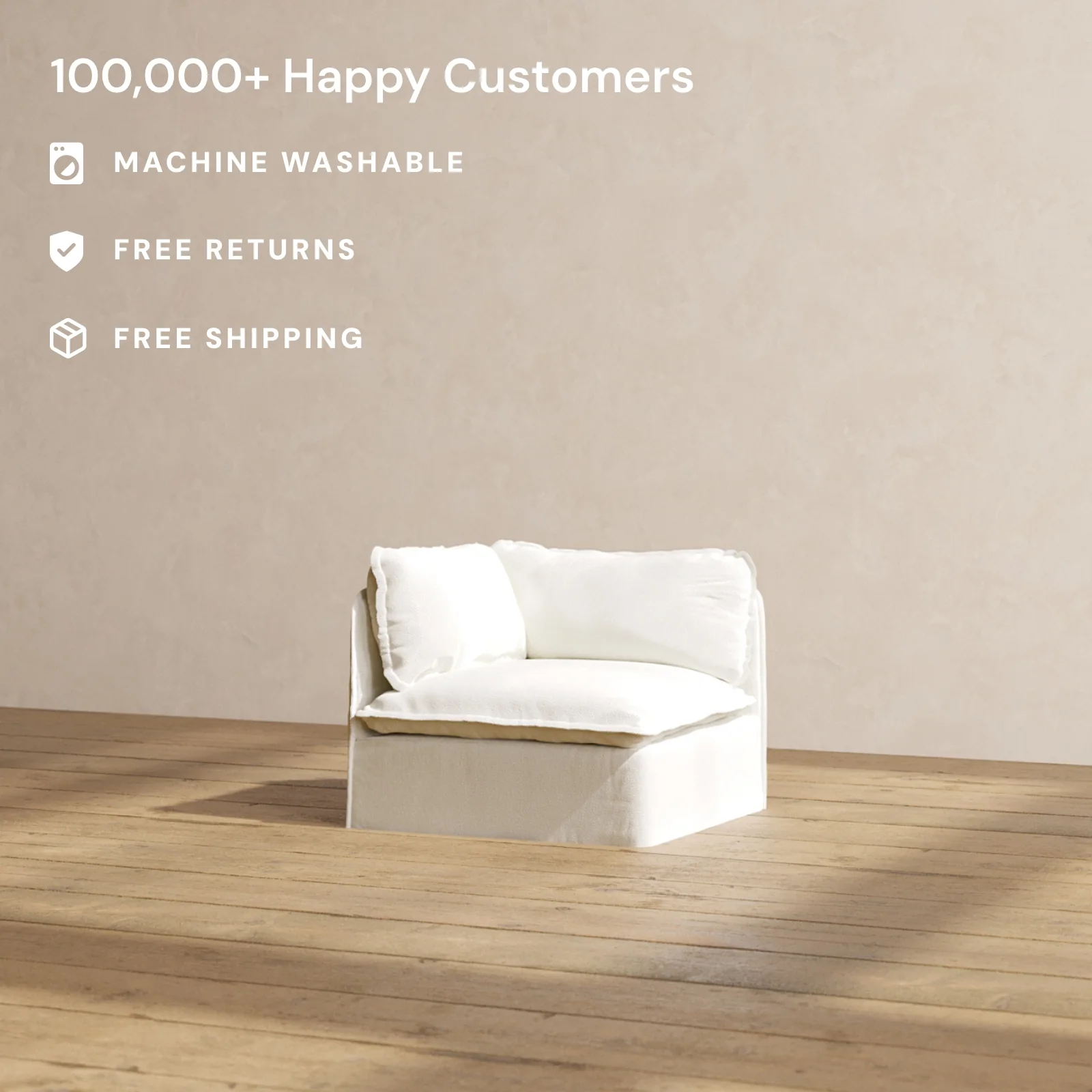 Modular Washable Corner Chair in Eggshell | Memorix+ Seat | Contour Pillow - Image 2