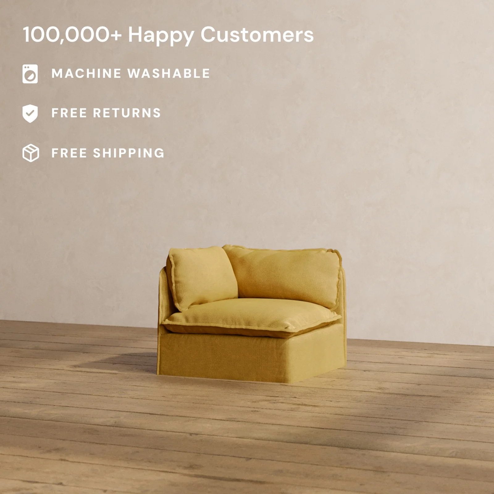 Modular Washable Corner Chair in Kiiro | Deluxe+ Seat | Cloud Pillow - Image 2