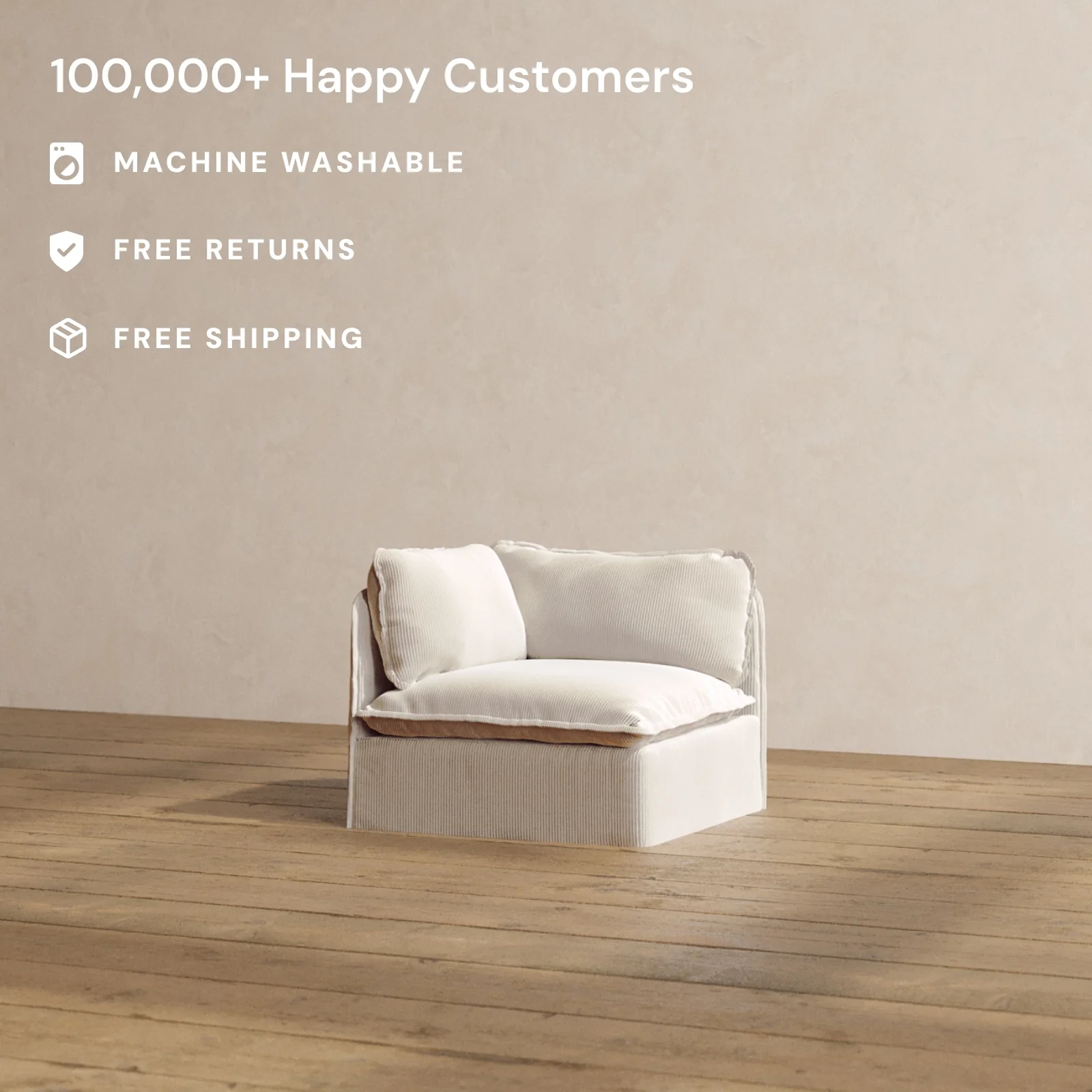 Modular Washable Corner Chair in Milk | Memorix+ Seat | Contour Pillow - Image 2
