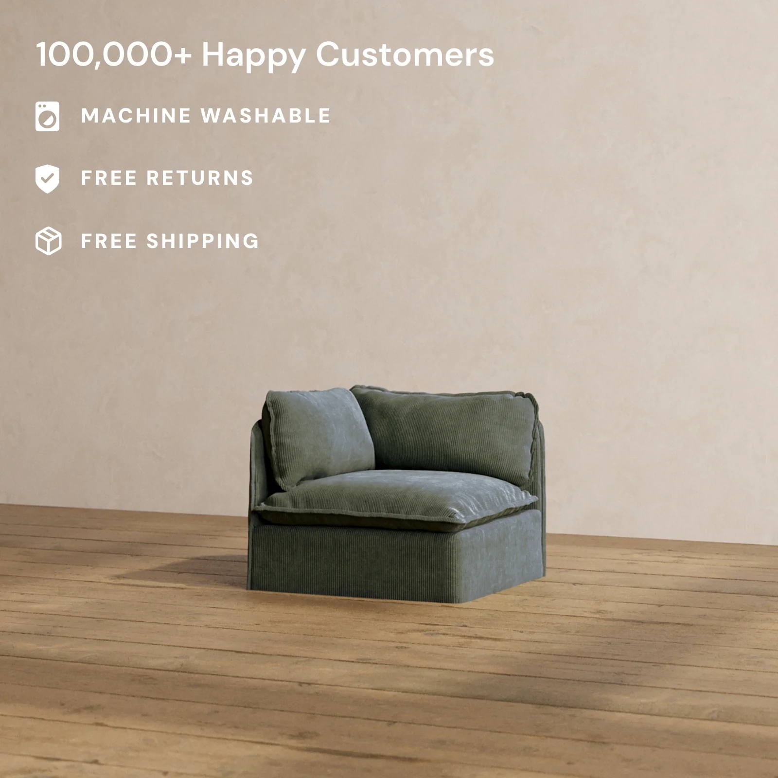 Modular Washable Corner Chair in Olivine | Memorix+ Seat | Contour Pillow - Image 2