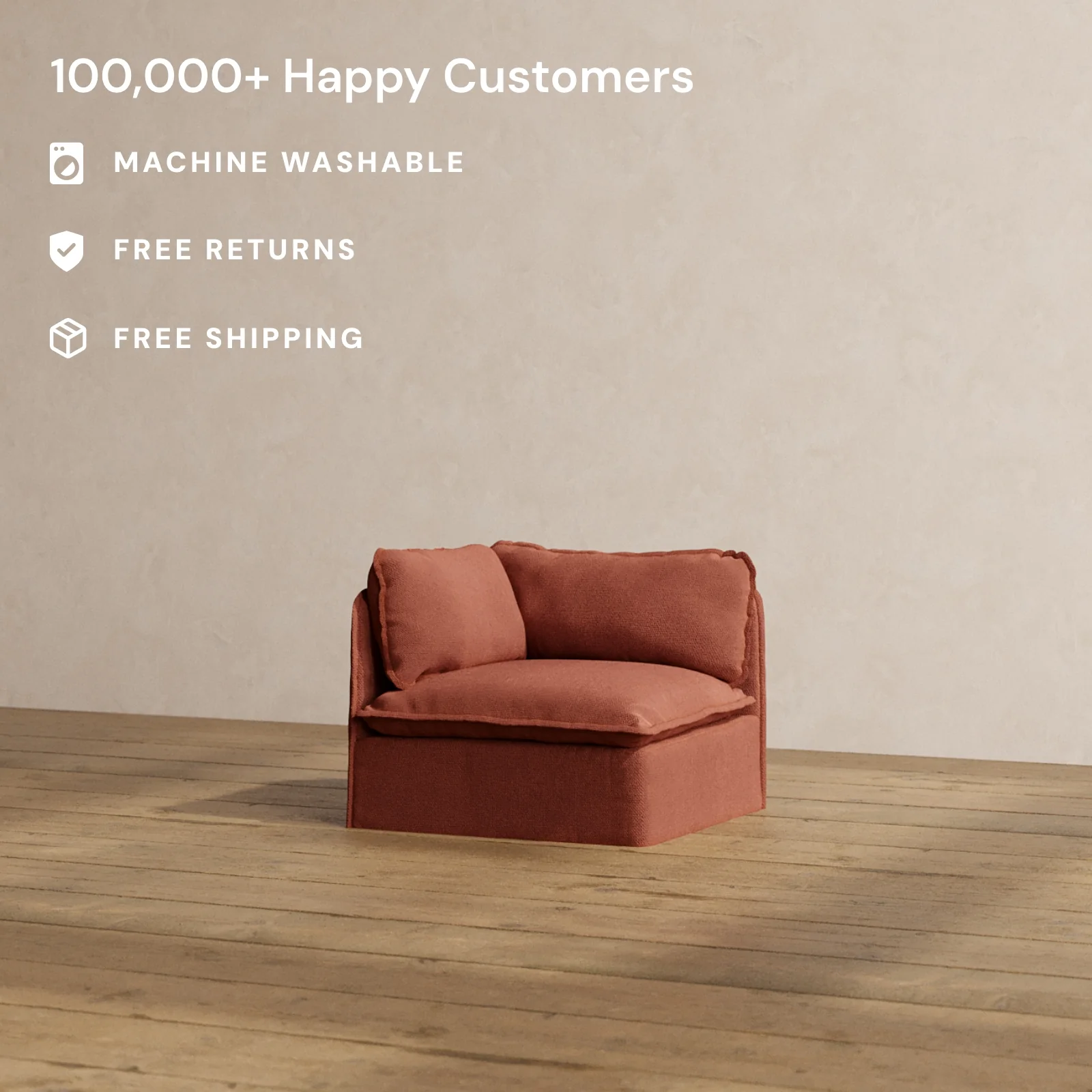 Modular Washable Corner Chair in Rust | Memorix+ Seat | Contour Pillow - Image 2