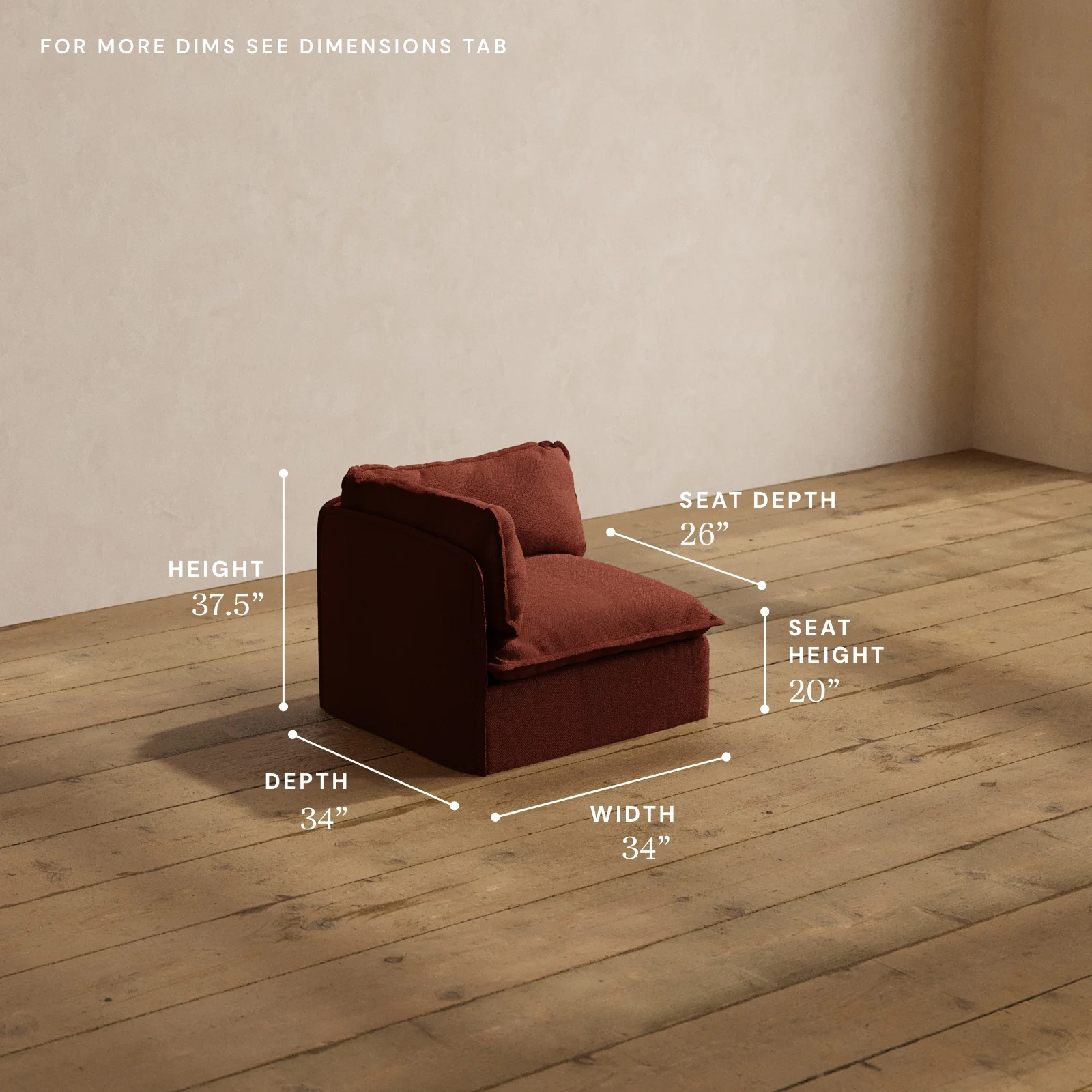 Modular Washable Corner Chair in Rust | Memorix+ Seat | Contour Pillow - Image 5