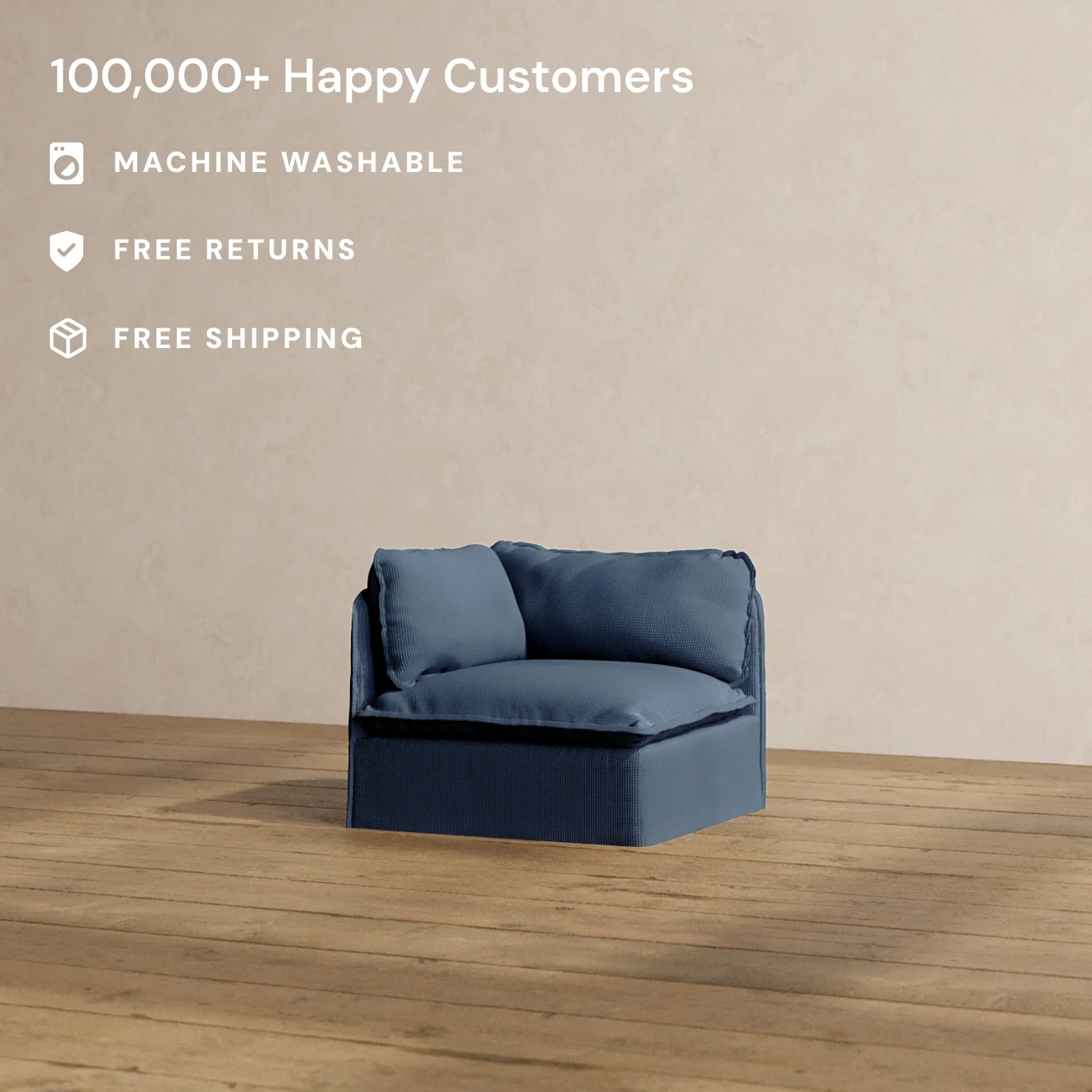Modular Washable Corner Chair in Sumi | Deluxe+ Seat | Cloud Pillow - Image 2