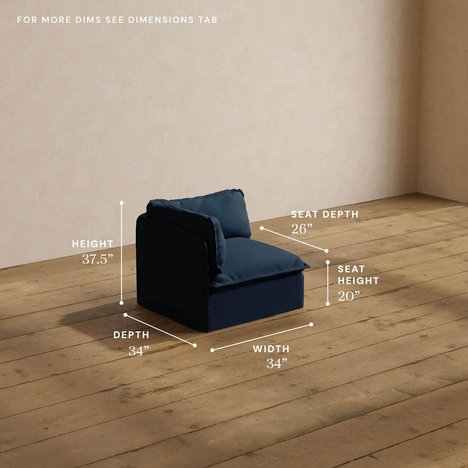 Modular Washable Corner Chair in Sumi | Deluxe+ Seat | Cloud Pillow - Image 5