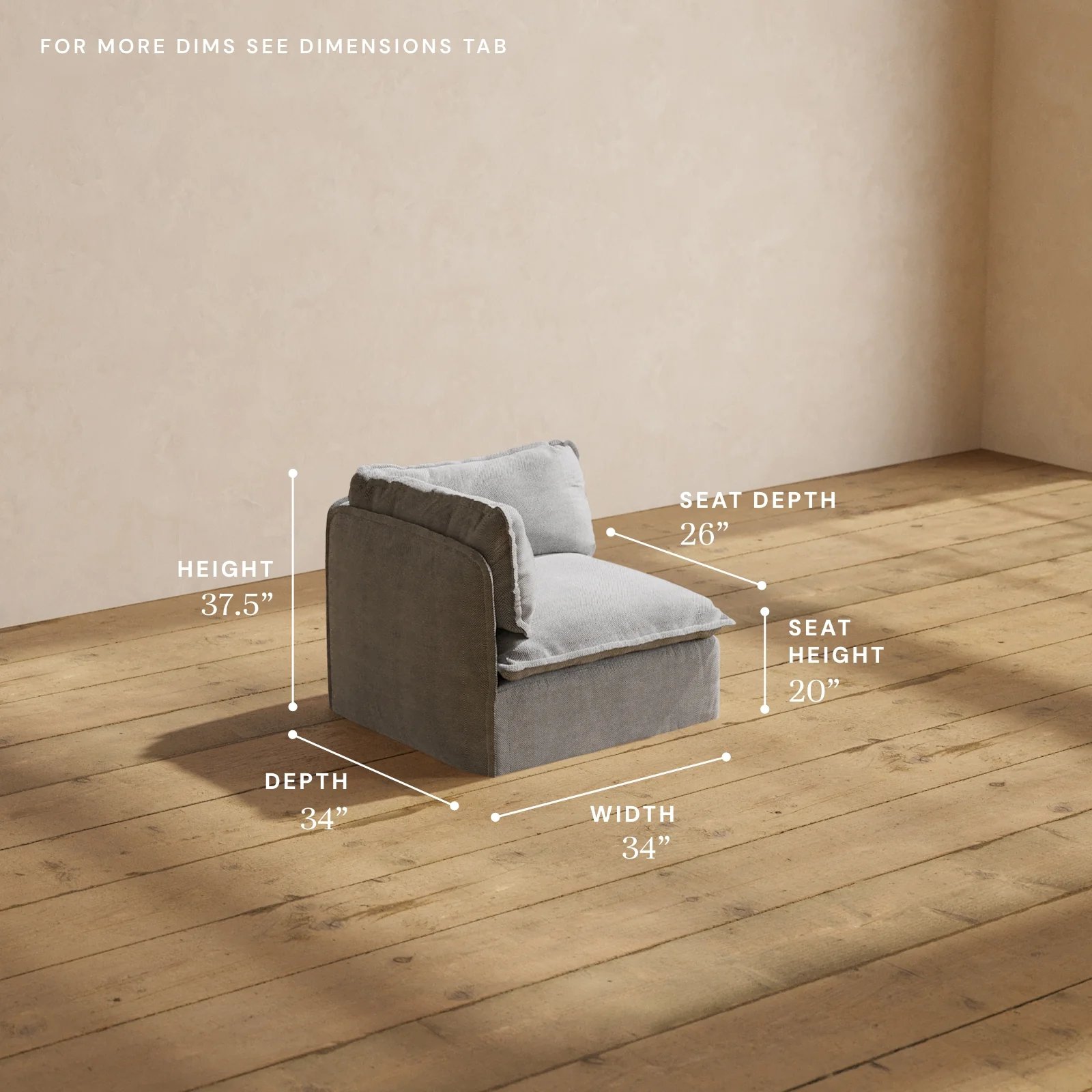 Modular Washable End Chair - Left in Ash | Memorix+ Seat | Contour Pillow - Image 5