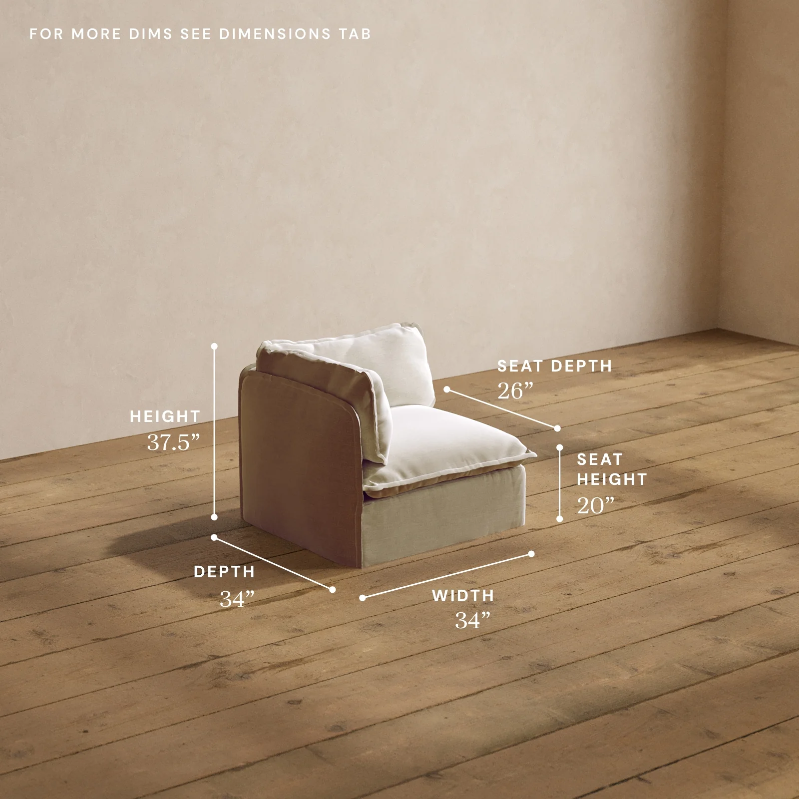 Modular Washable End Chair - Left in Coco | Memorix+ Seat | Contour Pillow - Image 5