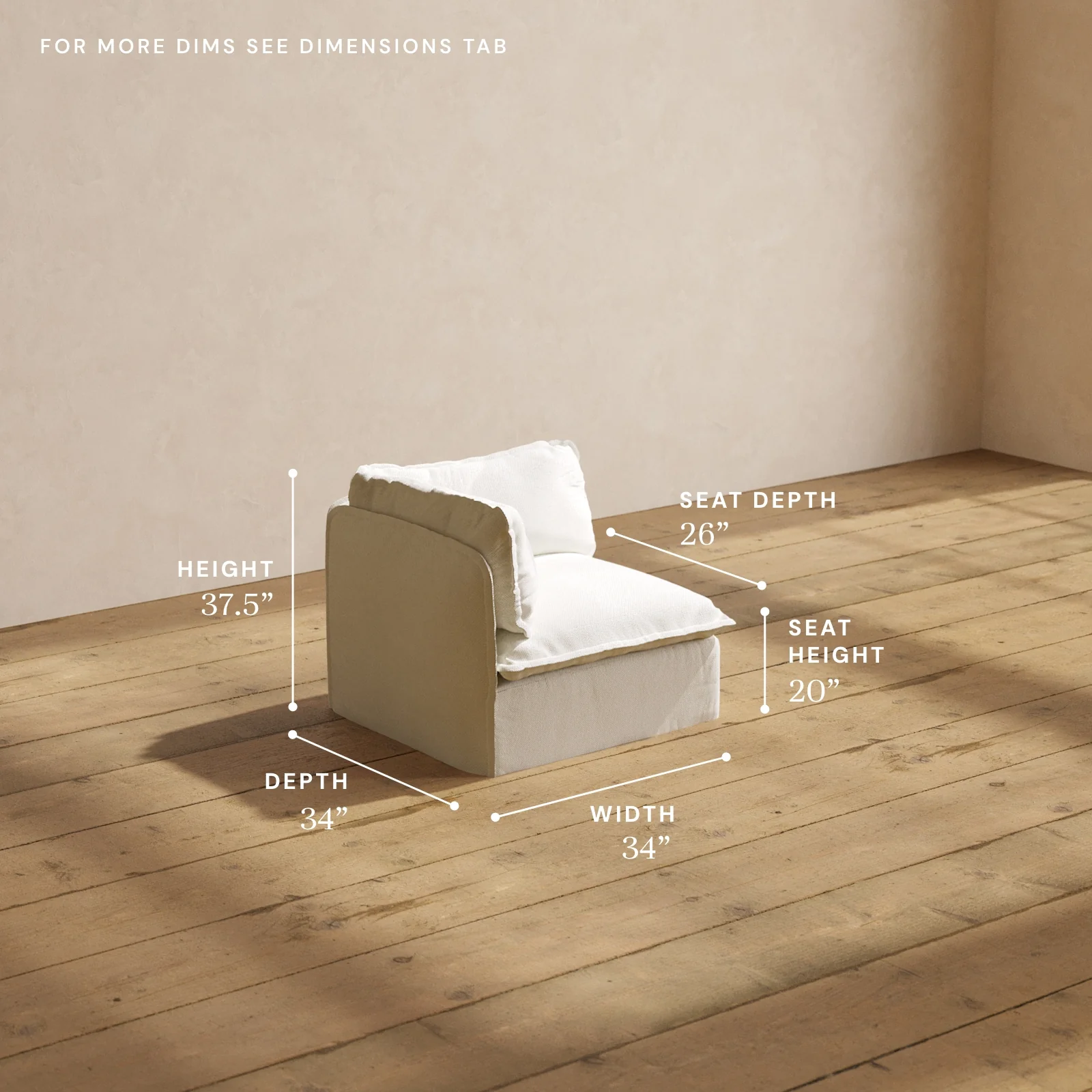 Modular Washable End Chair - Left in Eggshell | Memorix+ Seat | Contour Pillow - Image 5