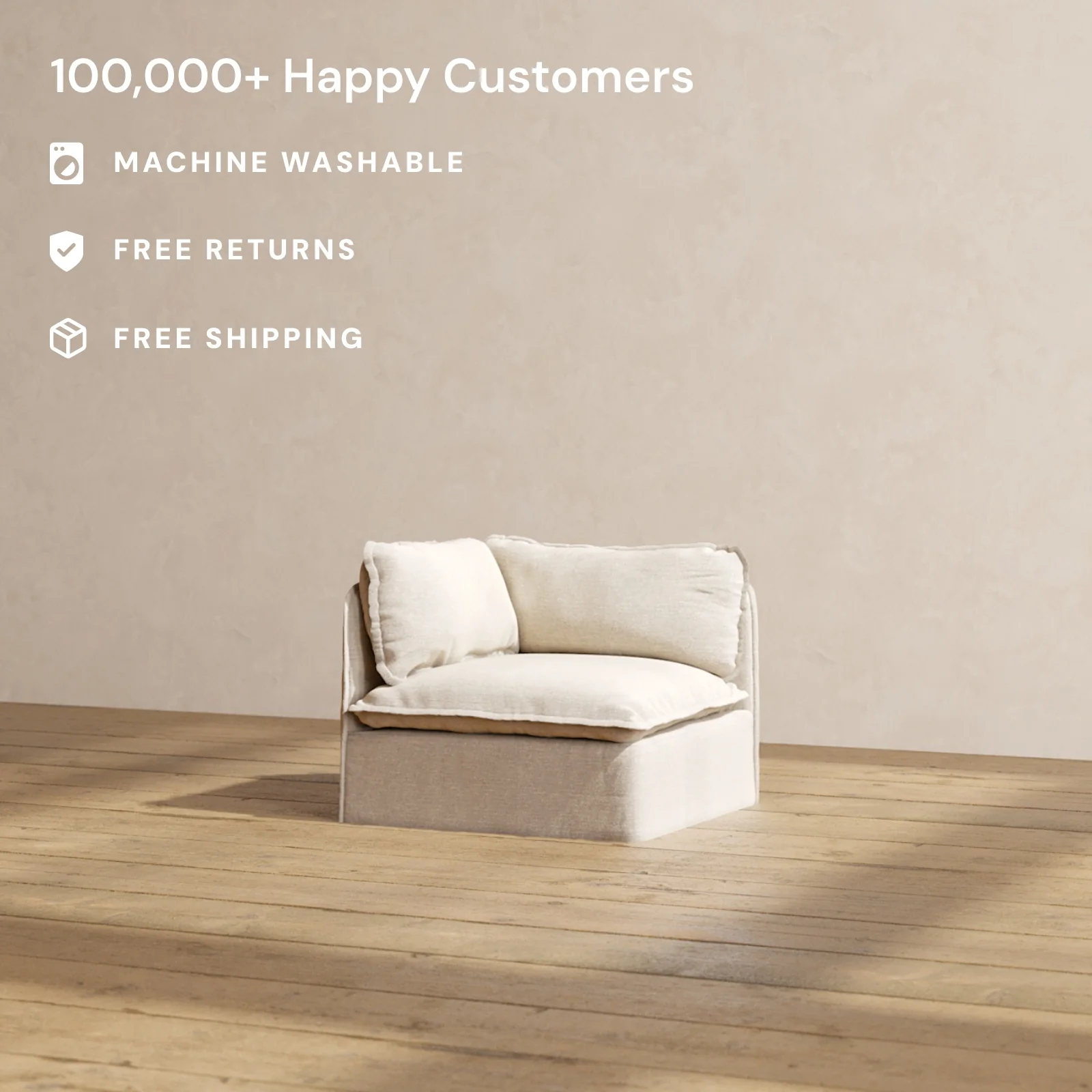 Modular Washable End Chair - Left in Oat | Memorix+ Seat | Contour Pillow - Image 2