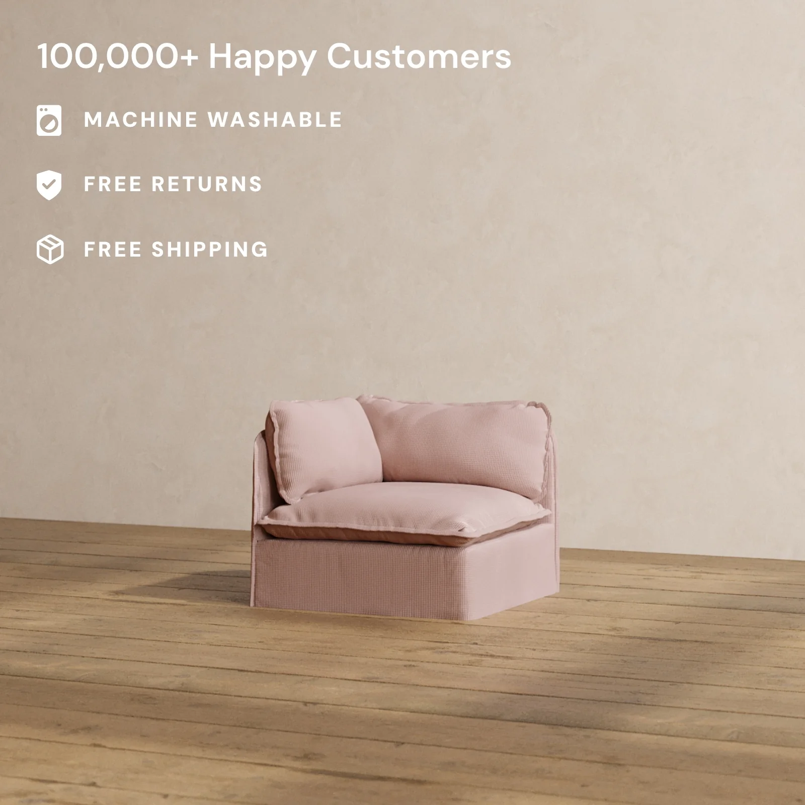 Modular Washable End Chair - Left in Sakura | Memorix+ Seat | Contour Pillow - Image 2