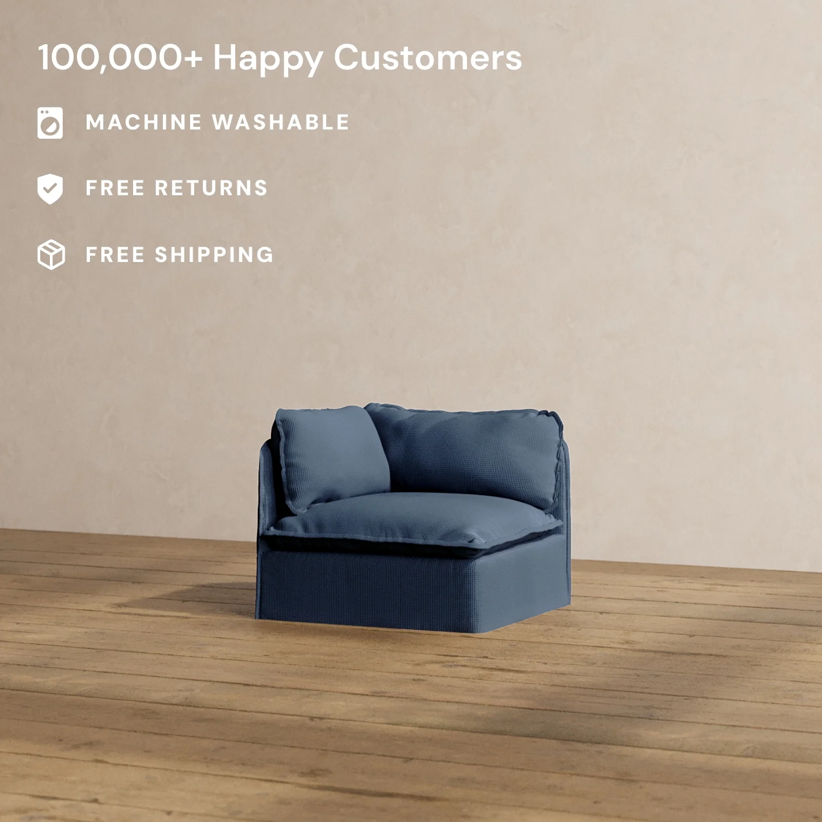 Modular Washable End Chair - Left in Sumi | Memorix+ Seat | Contour Pillow - Image 2