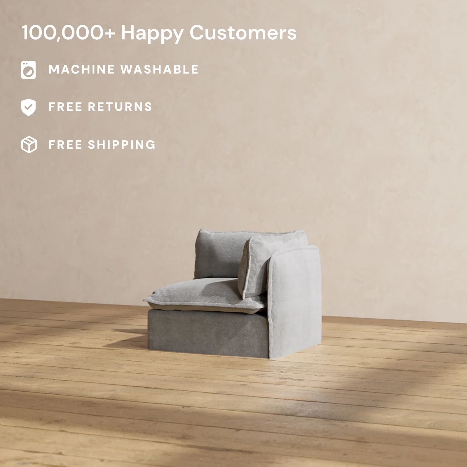 Modular Washable End Chair - Right in Ash | Memorix+ Seat | Contour Pillow - Image 2