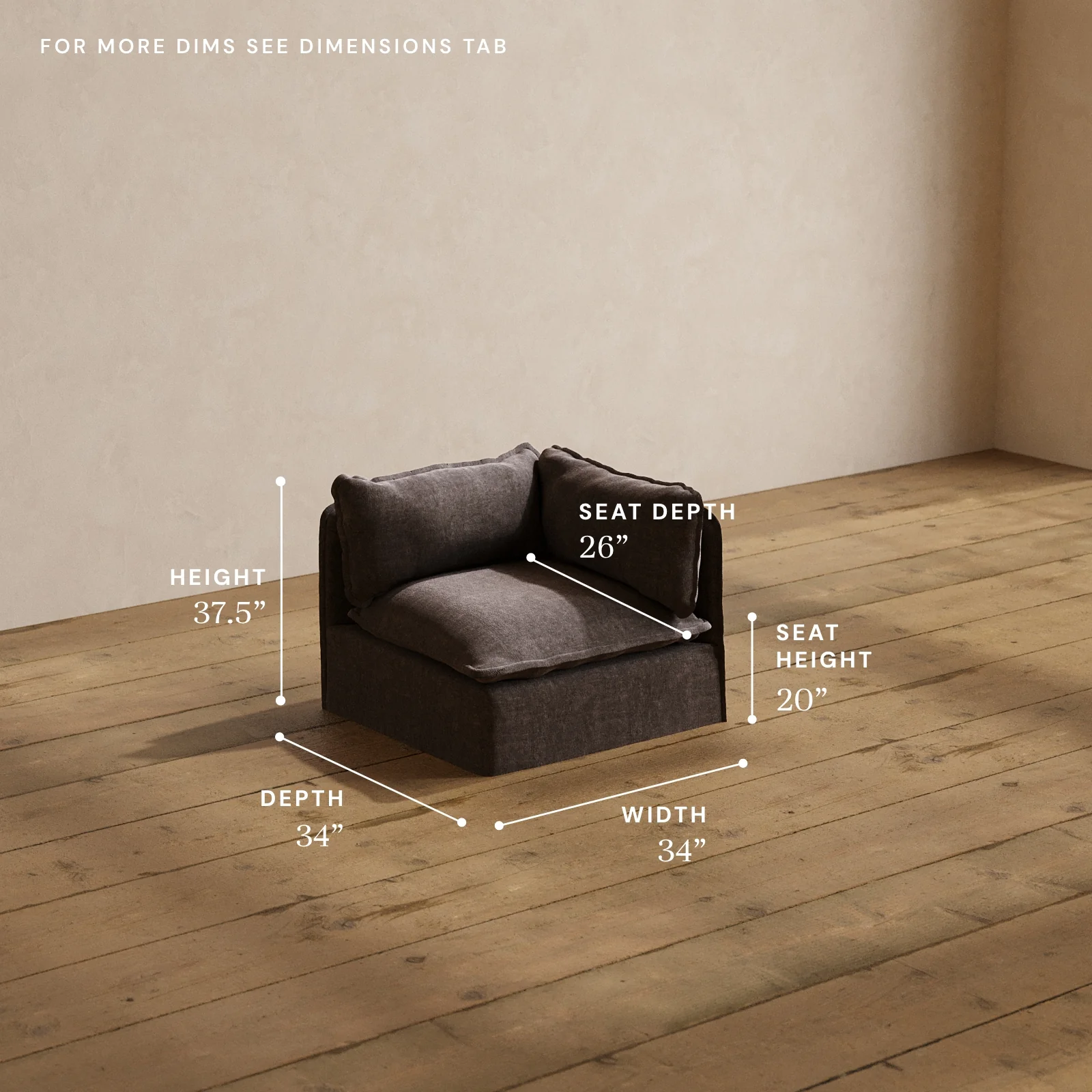 Modular Washable End Chair - Right in Caviar | Deluxe+ Seat | Cloud Pillow - Image 5
