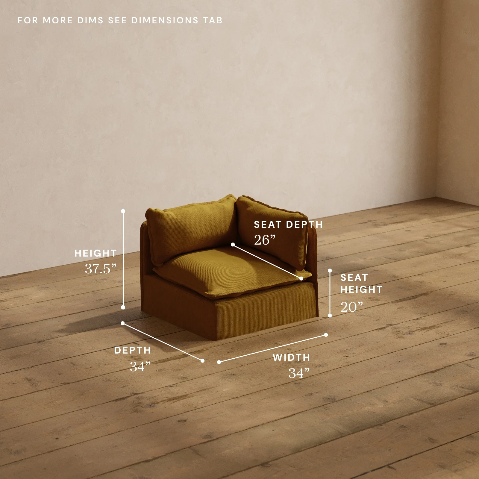 Modular Washable End Chair - Right in Kiiro | Deluxe+ Seat | Cloud Pillow - Image 5