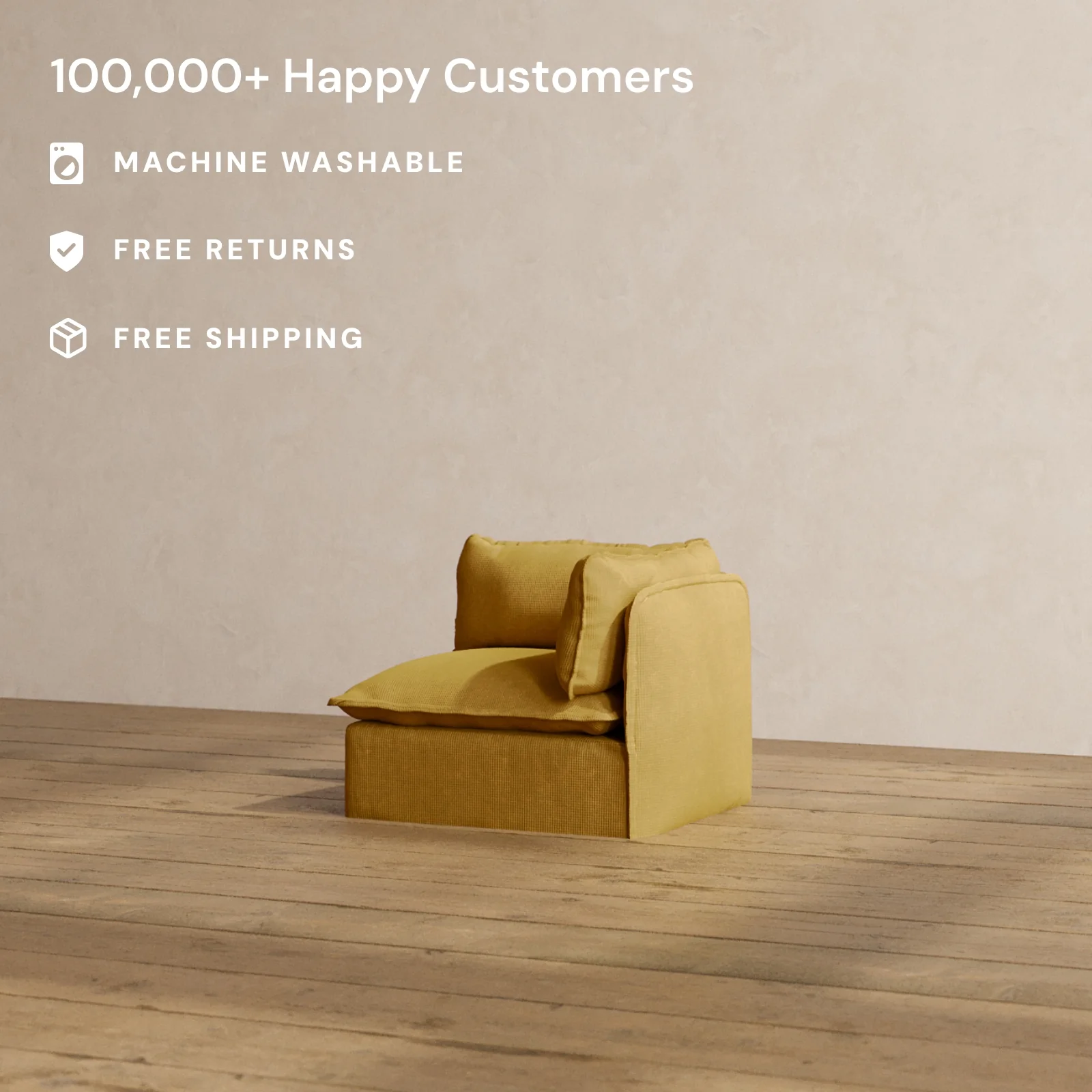 Modular Washable End Chair - Right in Kiiro | Memorix+ Seat | Contour Pillow - Image 2