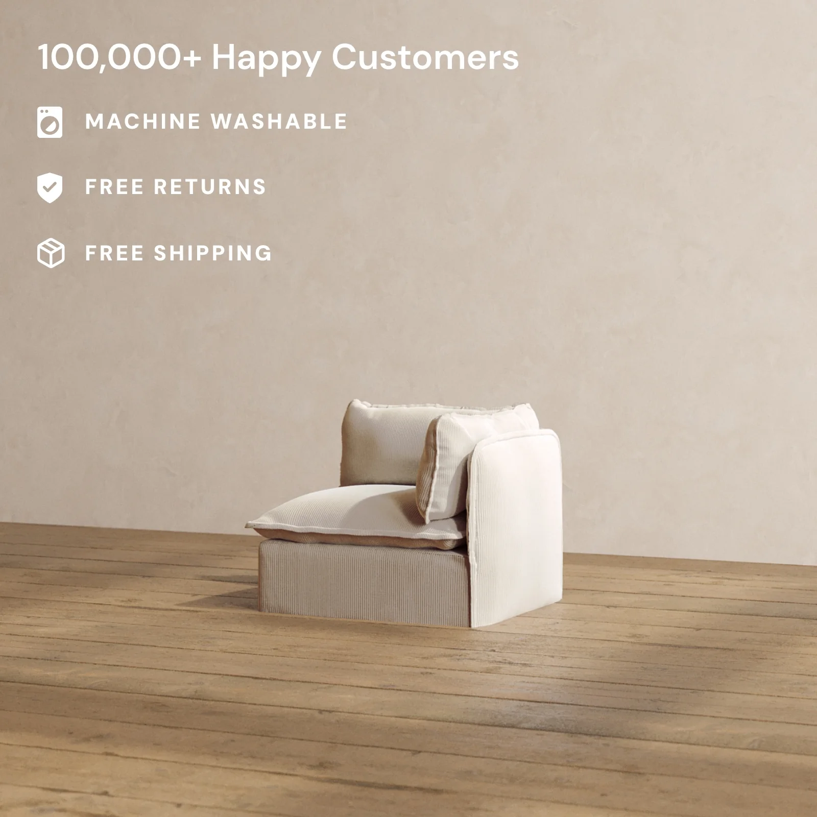 Modular Washable End Chair - Right in Milk | Deluxe+ Seat | Cloud Pillow - Image 2