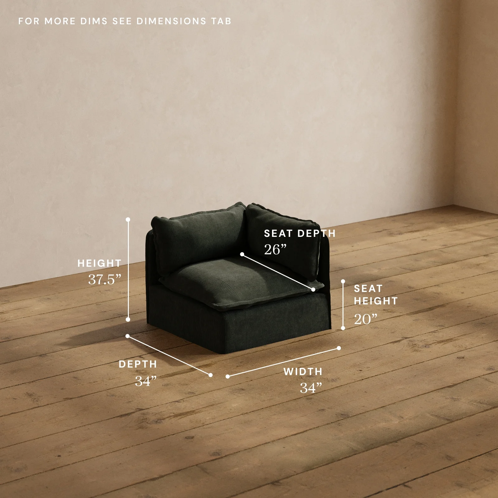 Modular Washable End Chair - Right in Olivine | Deluxe+ Seat | Cloud Pillow - Image 5