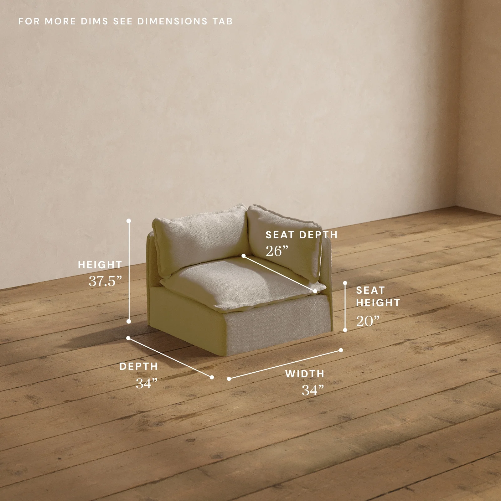 Modular Washable End Chair - Right in Powder | Deluxe+ Seat | Cloud Pillow - Image 5