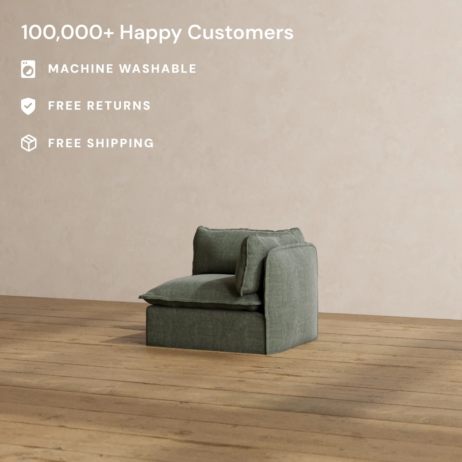 Modular Washable End Chair - Right in Willow | Deluxe+ Seat | Cloud Pillow - Image 2