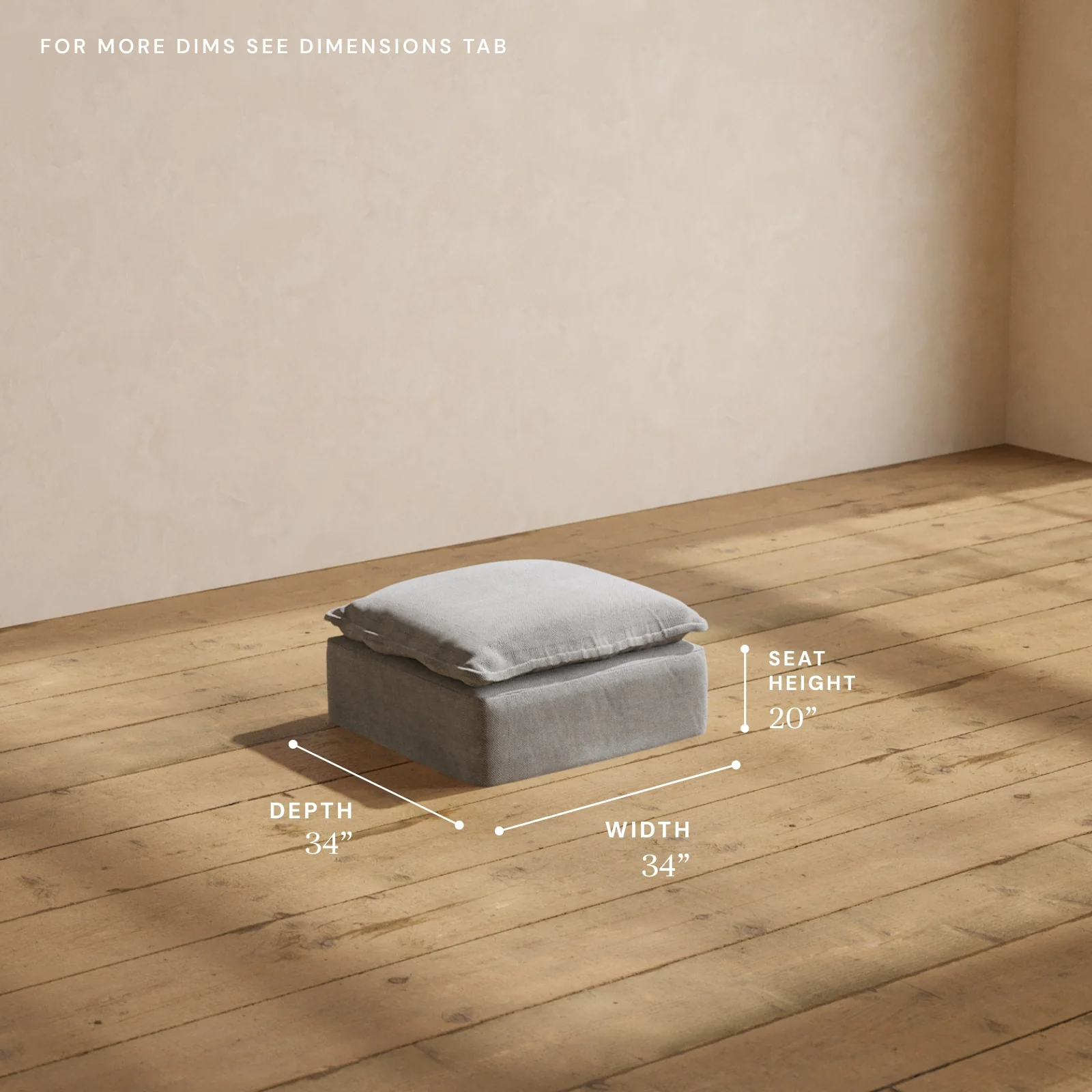 Modular Washable Ottoman in Ash | Deluxe+ Seat - Image 5