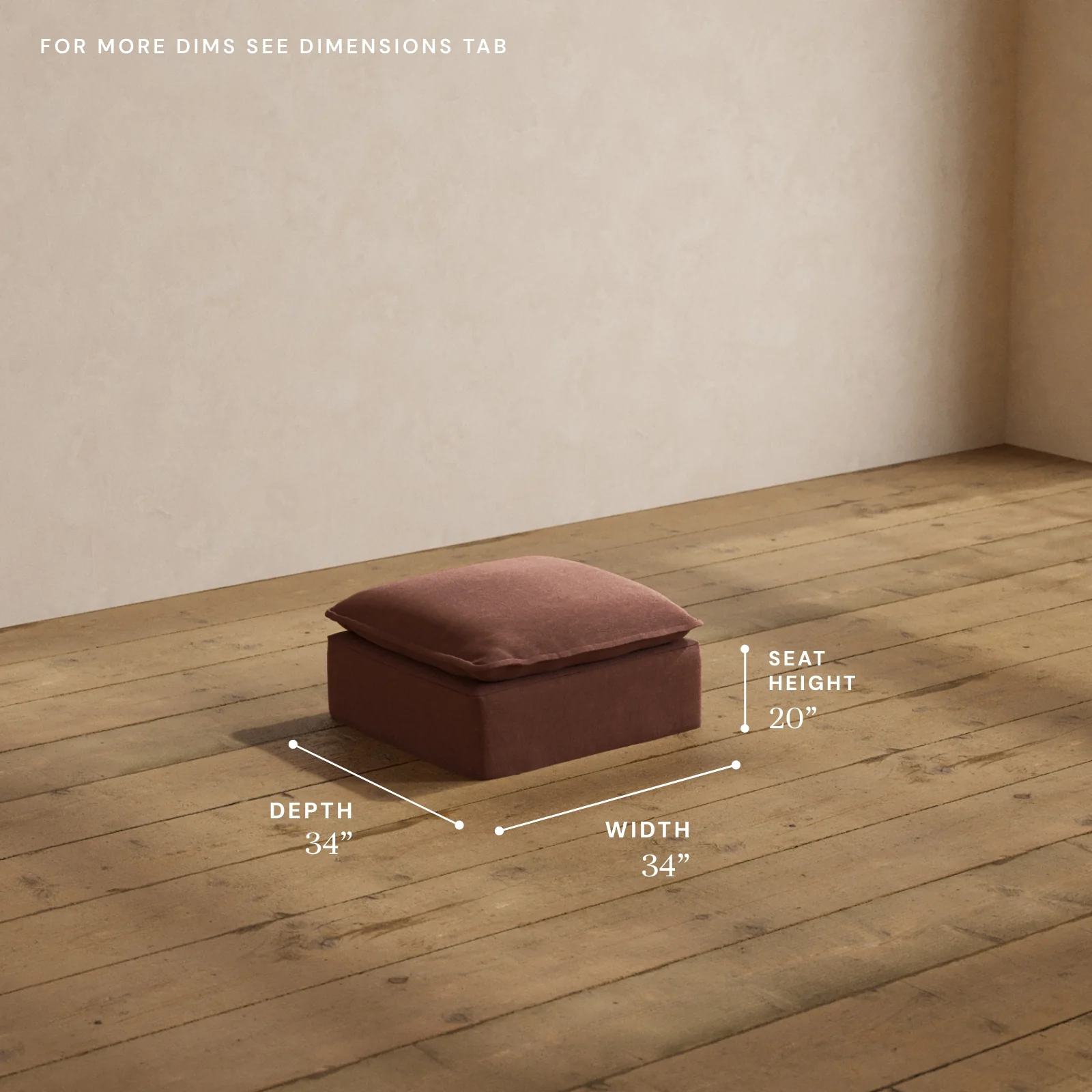 Modular Washable Ottoman in Chestnut | Memorix+ Seat - Image 5