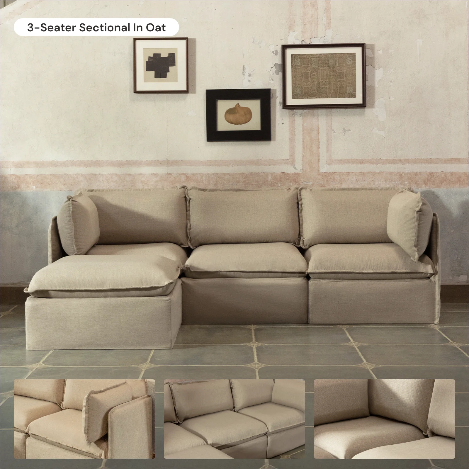 Modular Washable Ottoman in Oat | Deluxe+ Seat - Image 7