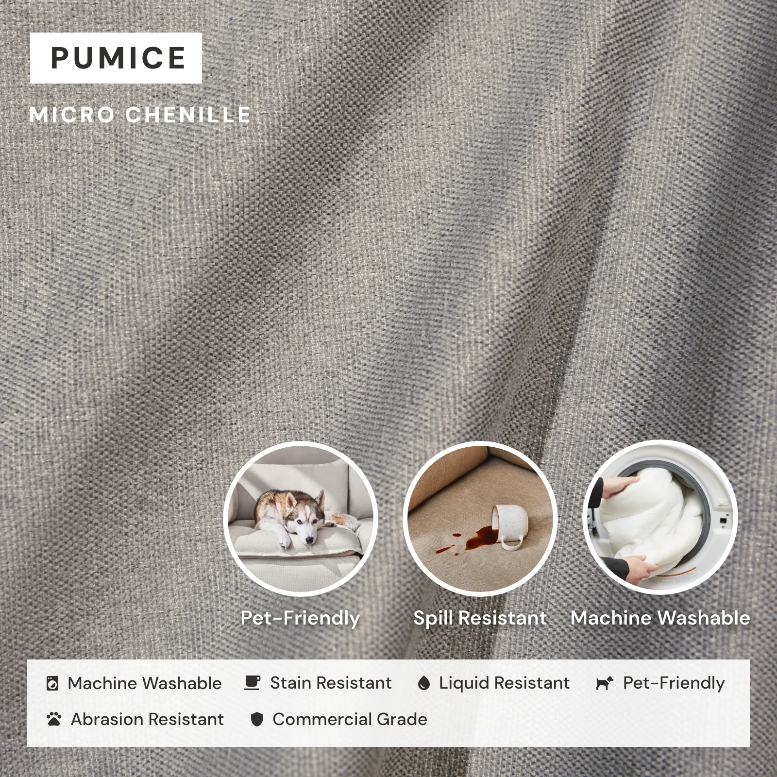 Modular Washable Ottoman in Pumice | Deluxe+ Seat - Image 3